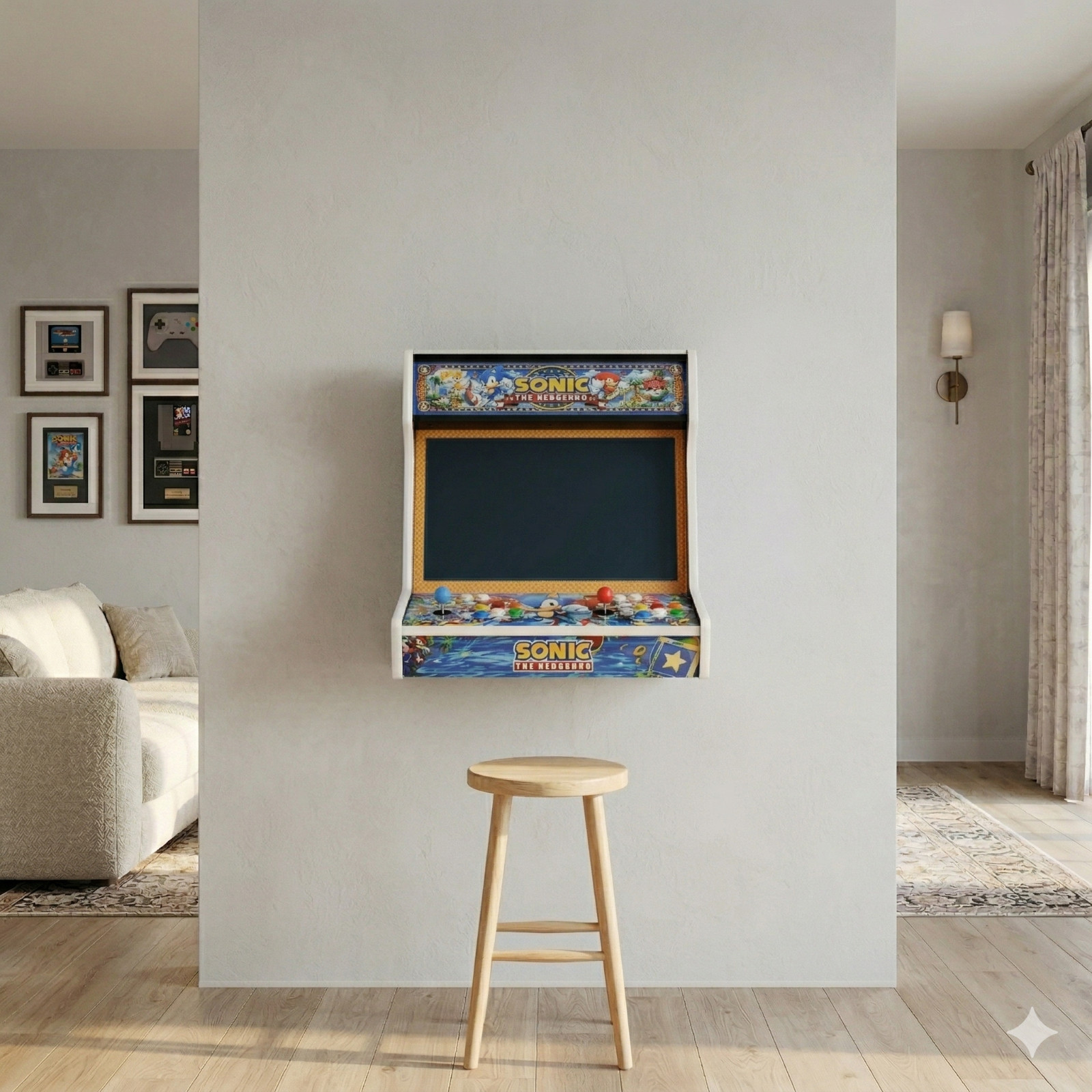 DIY Arcade Cabinet Kit, Bartop, Wall Mountable, Sonic Theme - 2 Player Machine