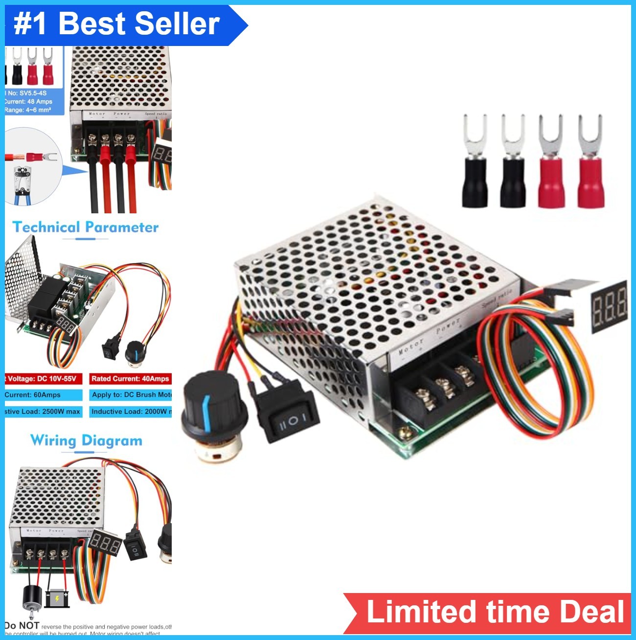 PWM DC Motor Speed Controller 10-55V 40A LED Display Stepless with