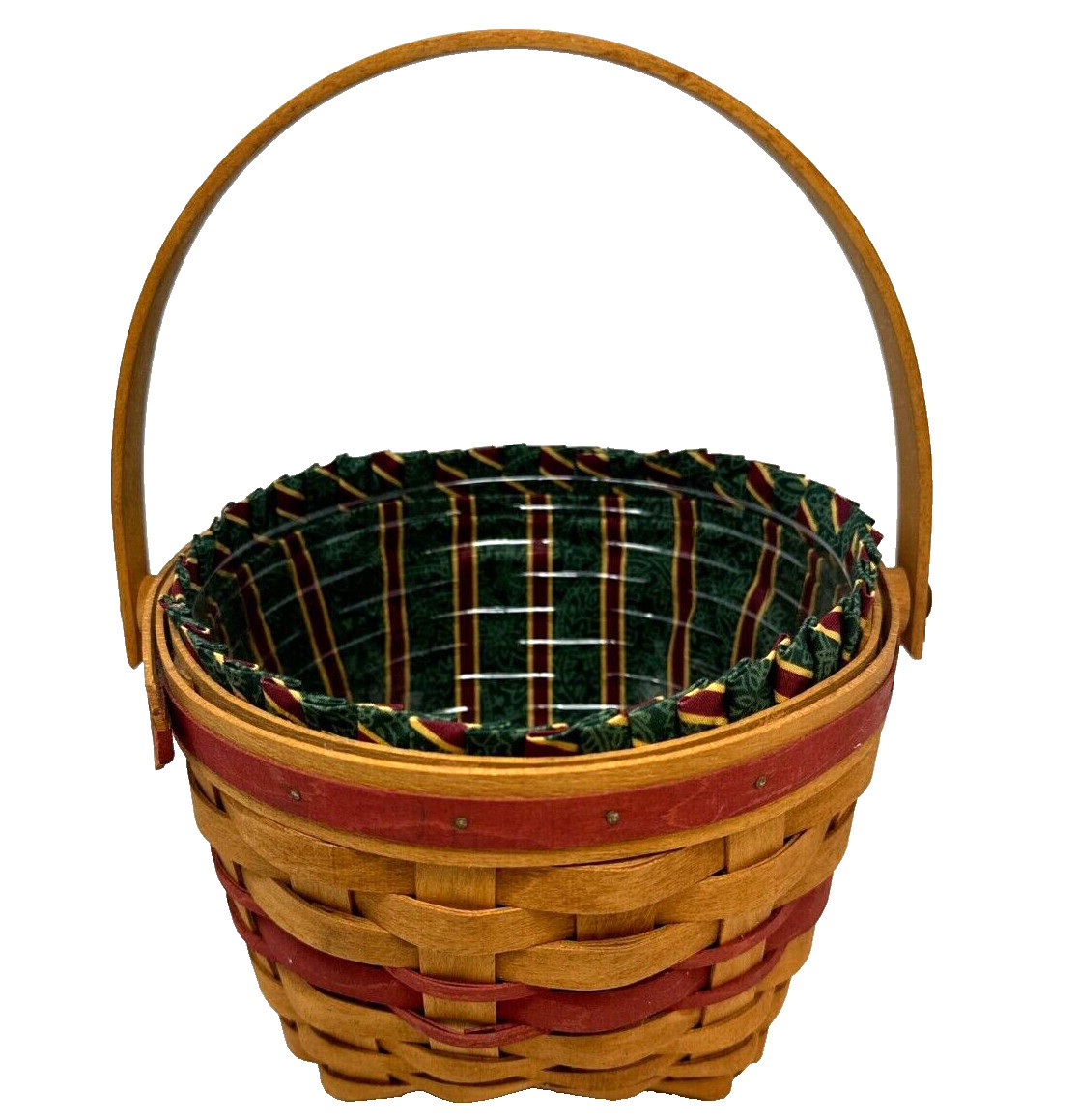 Longaberger 1994 Christmas Jingle Bell Basket Protector Liner Handle Paperwork