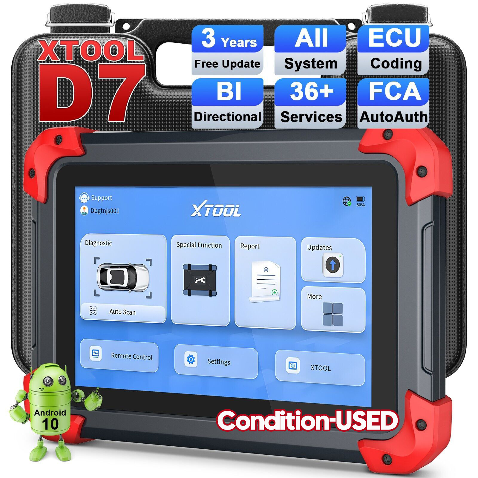 USED XTOOL D7 V2.0 Bidirectional Full System OBD2 Car Diagnostic Scanner Tool
