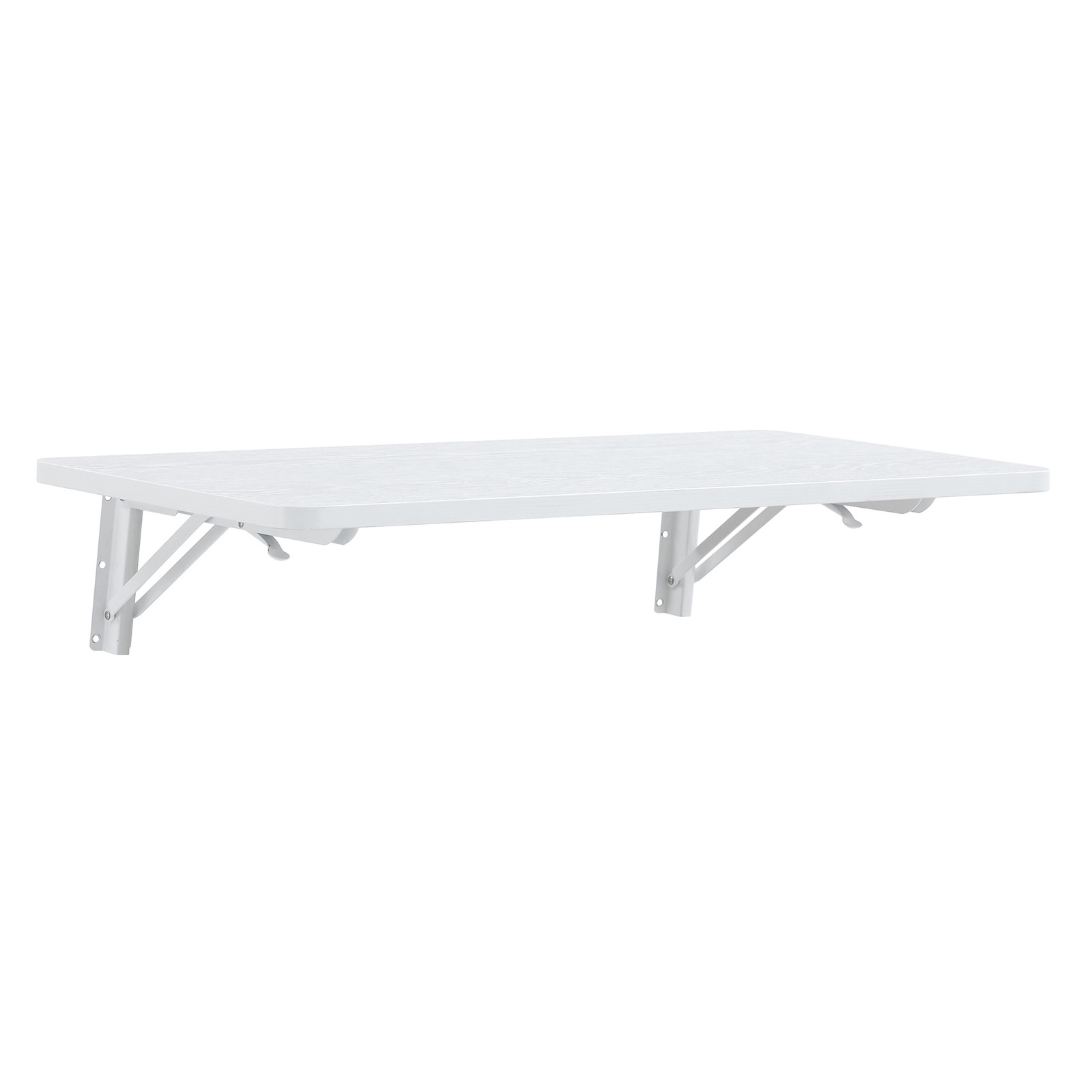 Wall Mounted Folding Table, White Solid Wood, 31.4" x 15.7"