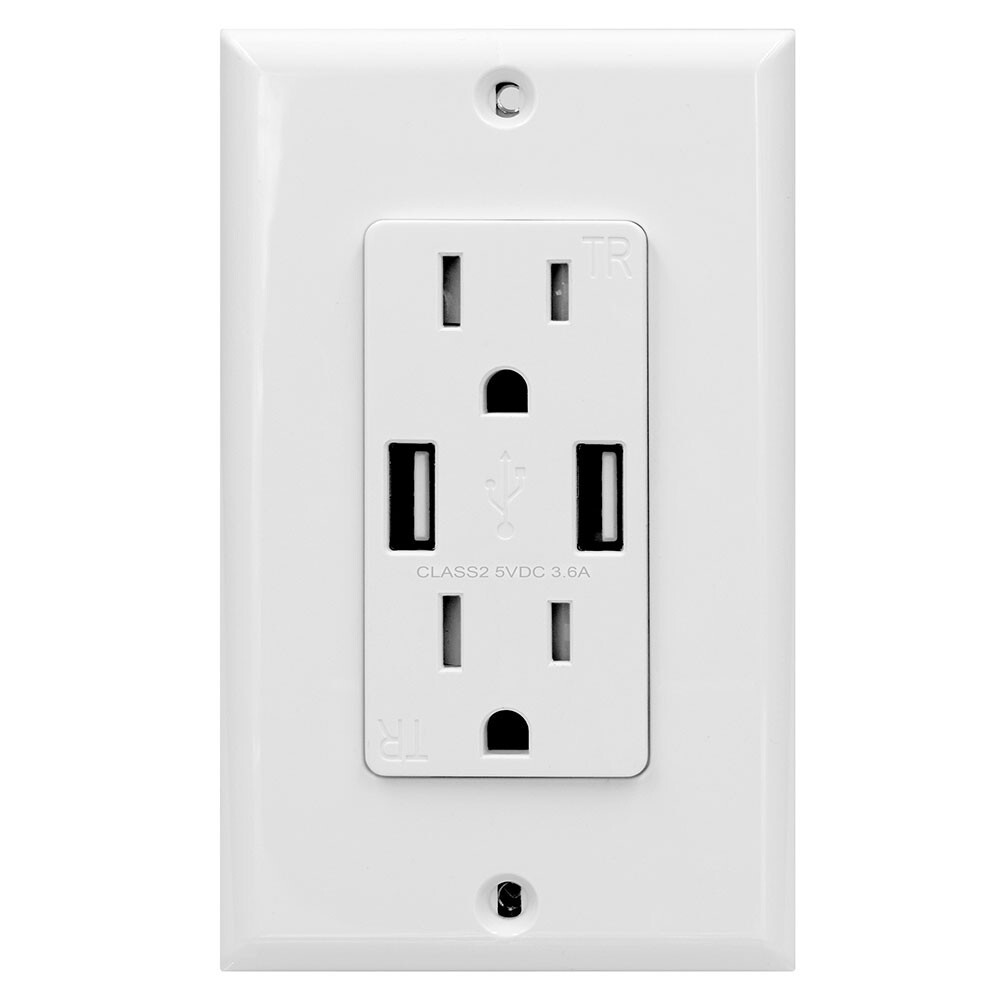 1pack 3.6A USB C Outlet with Power Delivery Duplex Receptacle in Wall, 15Amp