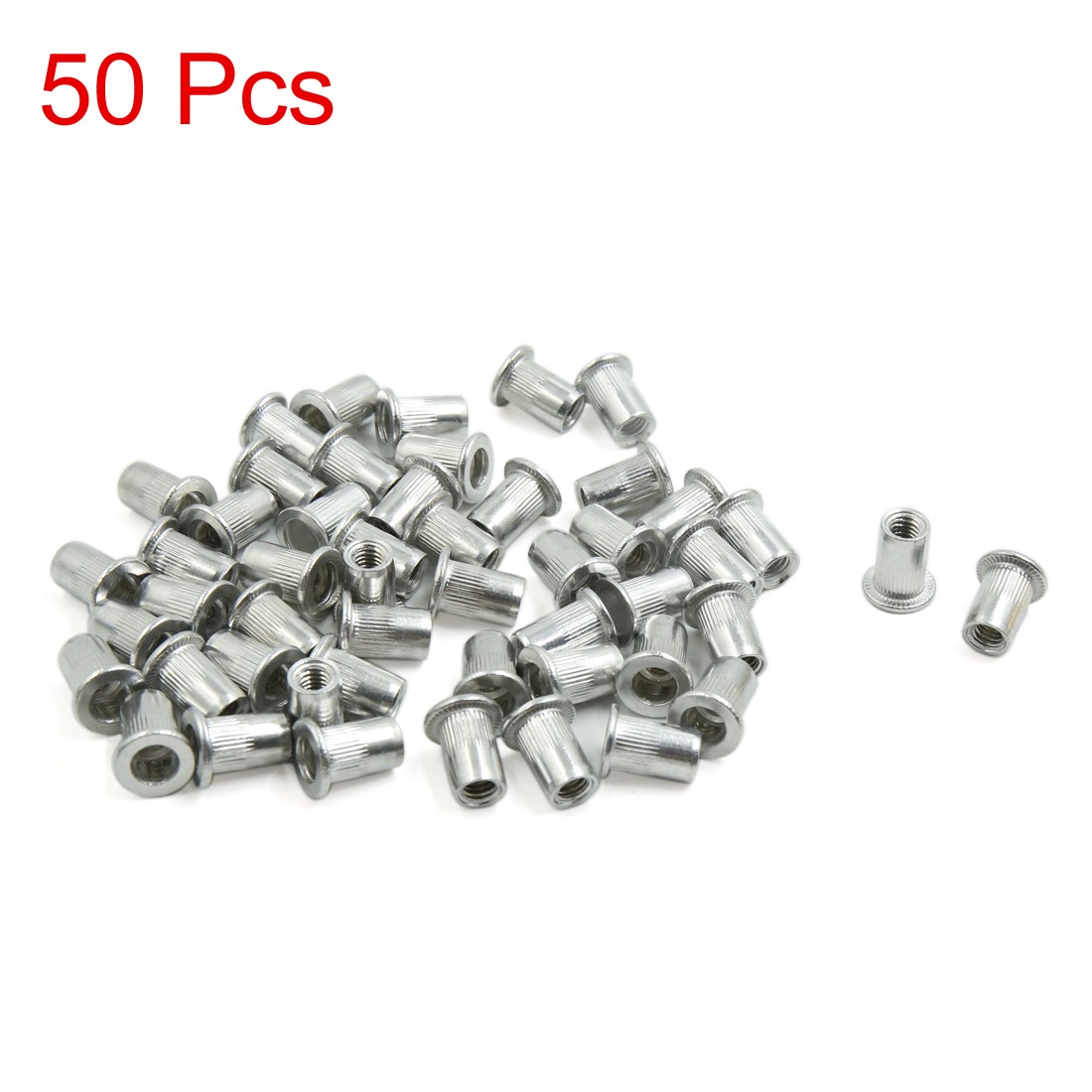 50pcs M6 Thread Aluminum Alloy Flat Head Rivet Nut Insert Screw for Auto Car