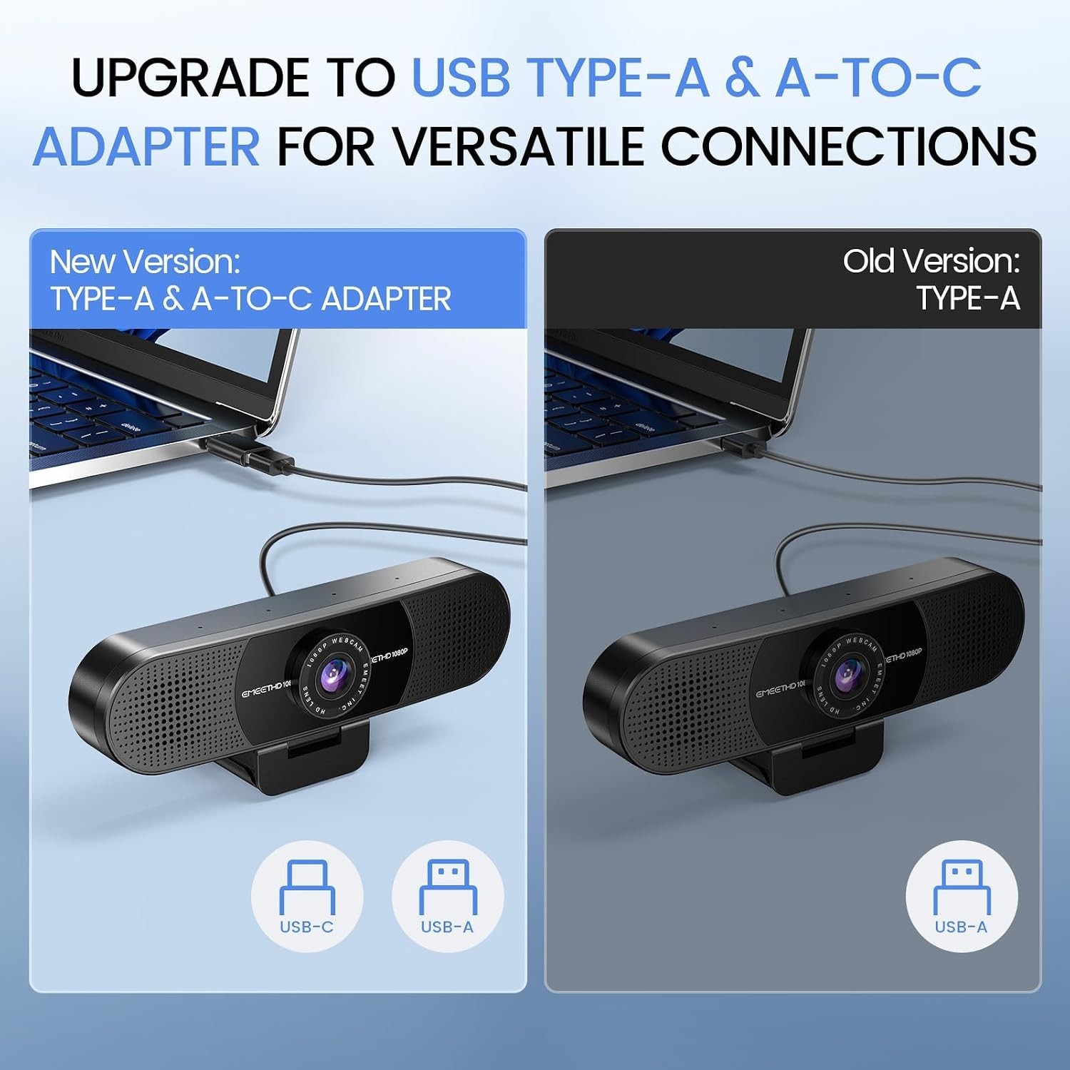 C960 1080P Webcam with Microphone, 2 Mics, 90° FOV, Computer Camera | USB Typ...