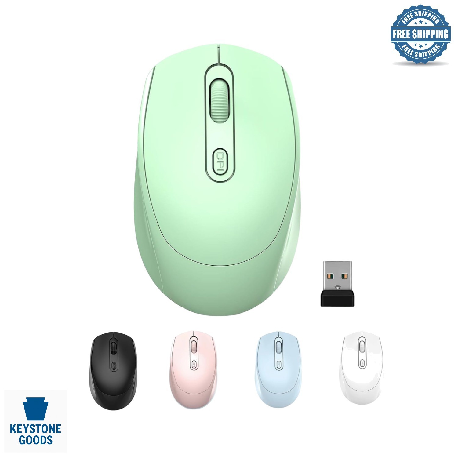 Wireless Silent Mouse with Long Range & Ambidextrous Design