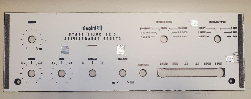 Original McIntosh C26 glass faceplate for stereo preamplifier.