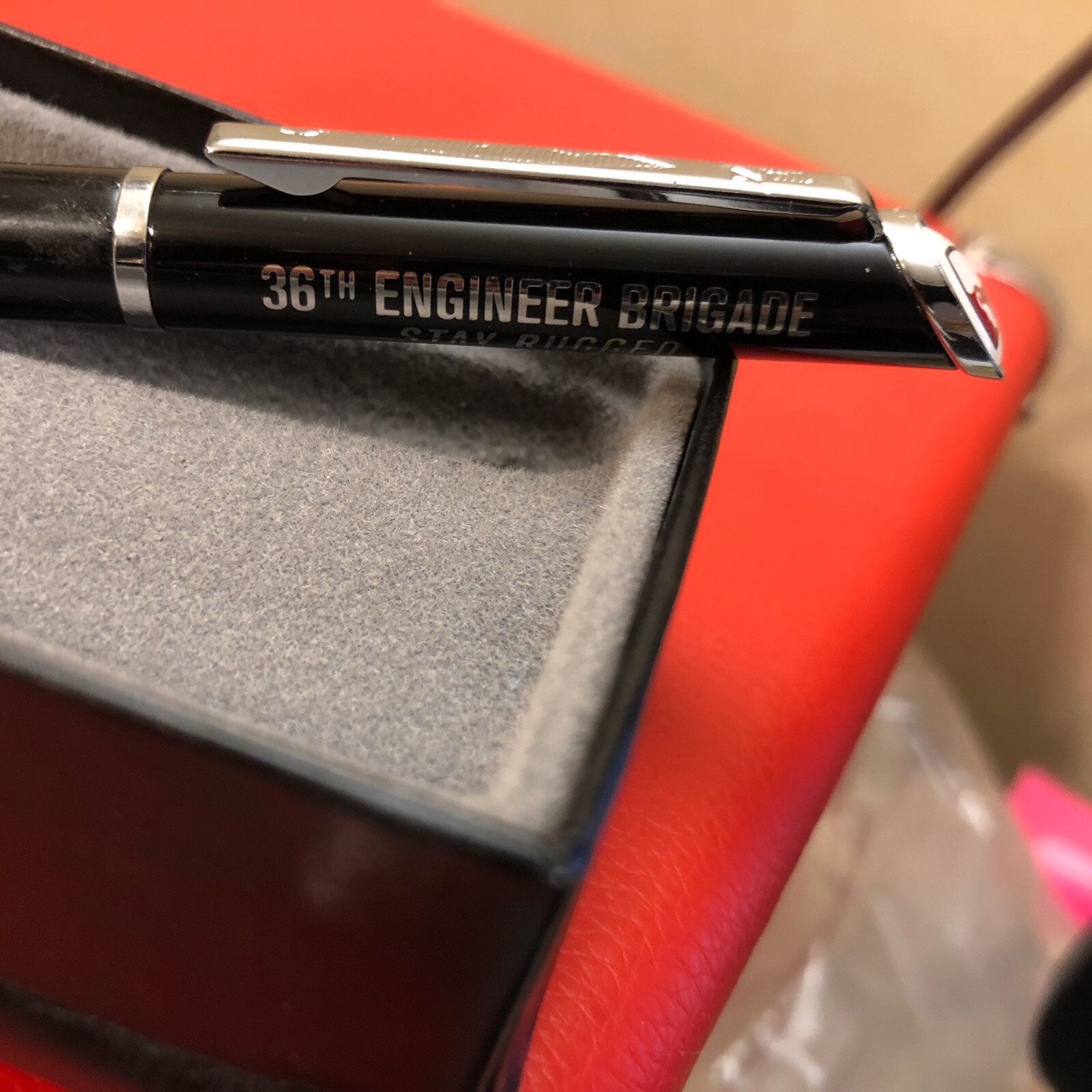 WWII 36th Engineer Brigade works in quill box