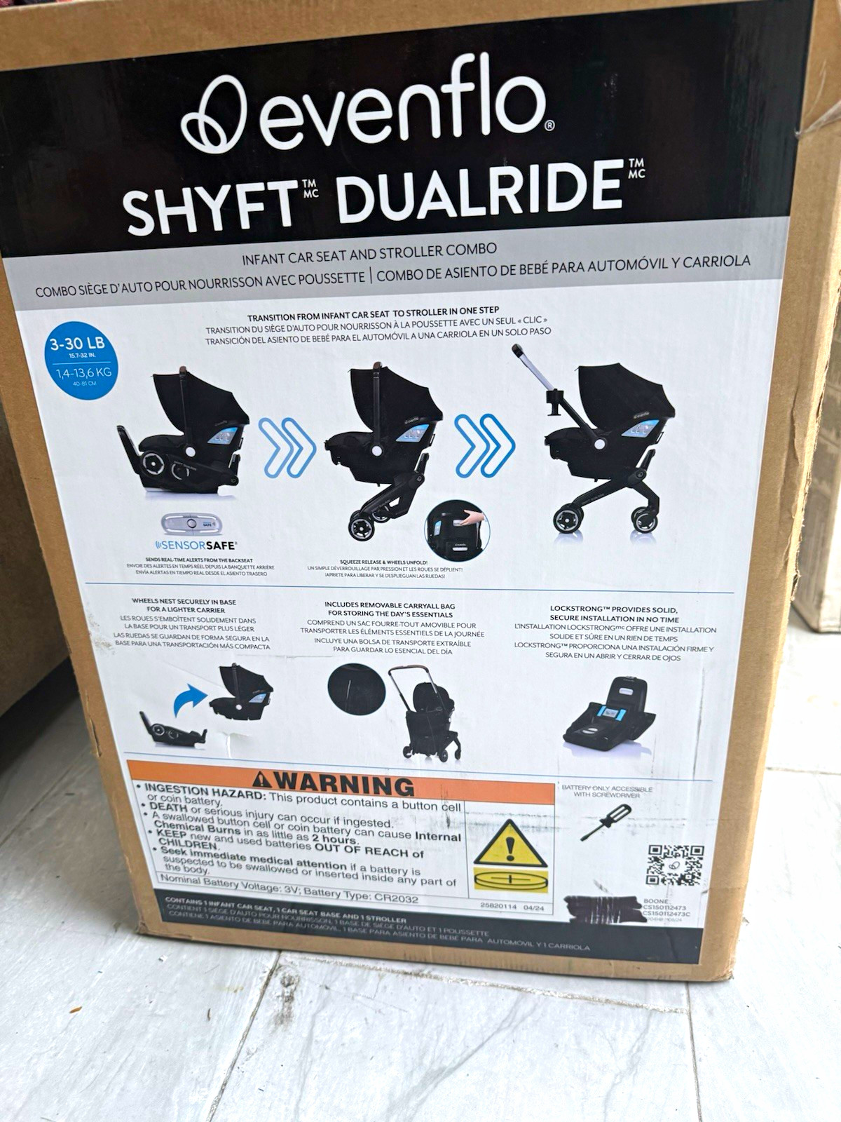 Evenflo Shyft DualRide Travel System Single Black SensorSafe LockStrong