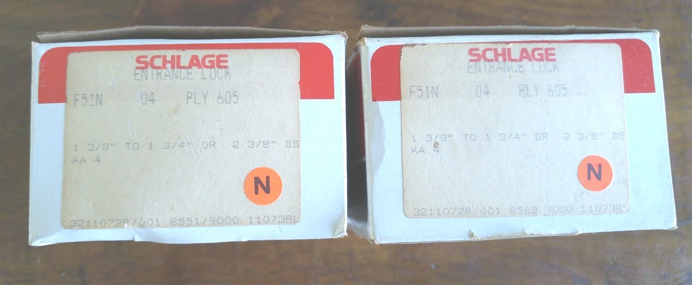 Vintage 1980's Production Schlage Entrance Lock F51N 04 Plymouth 605 (Brass)