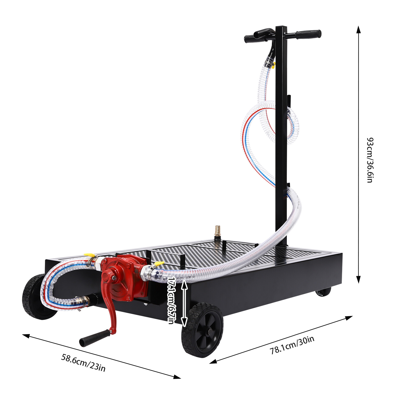 Oil Drain Pan 15 Gallon Oil Drain Tank Oil Change Pan with Manual Rotary Pump
