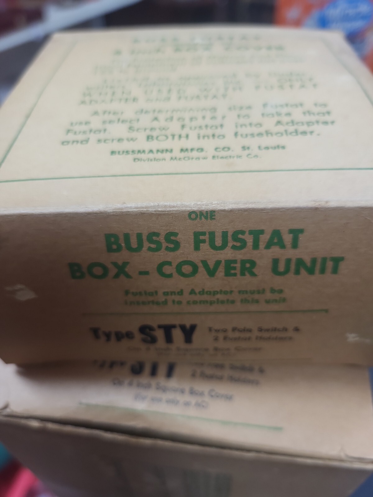Fusetron Box Cover Unit Type STY NEW OLD STOCK
