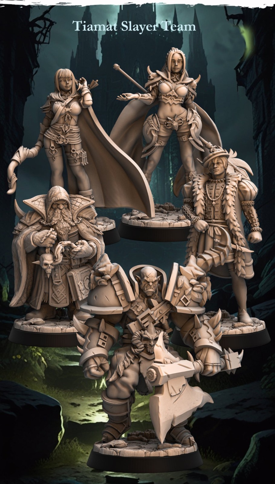 Dragon Slayer Team – 5 Fantasy Hero Miniatures Resin RPG Encounter Set