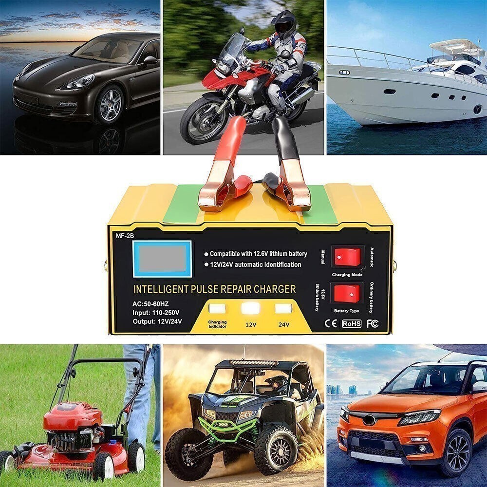Heavy Duty 400A Car Battery Charger 12V/24V Smart Automatic Pulse Repair Trickle