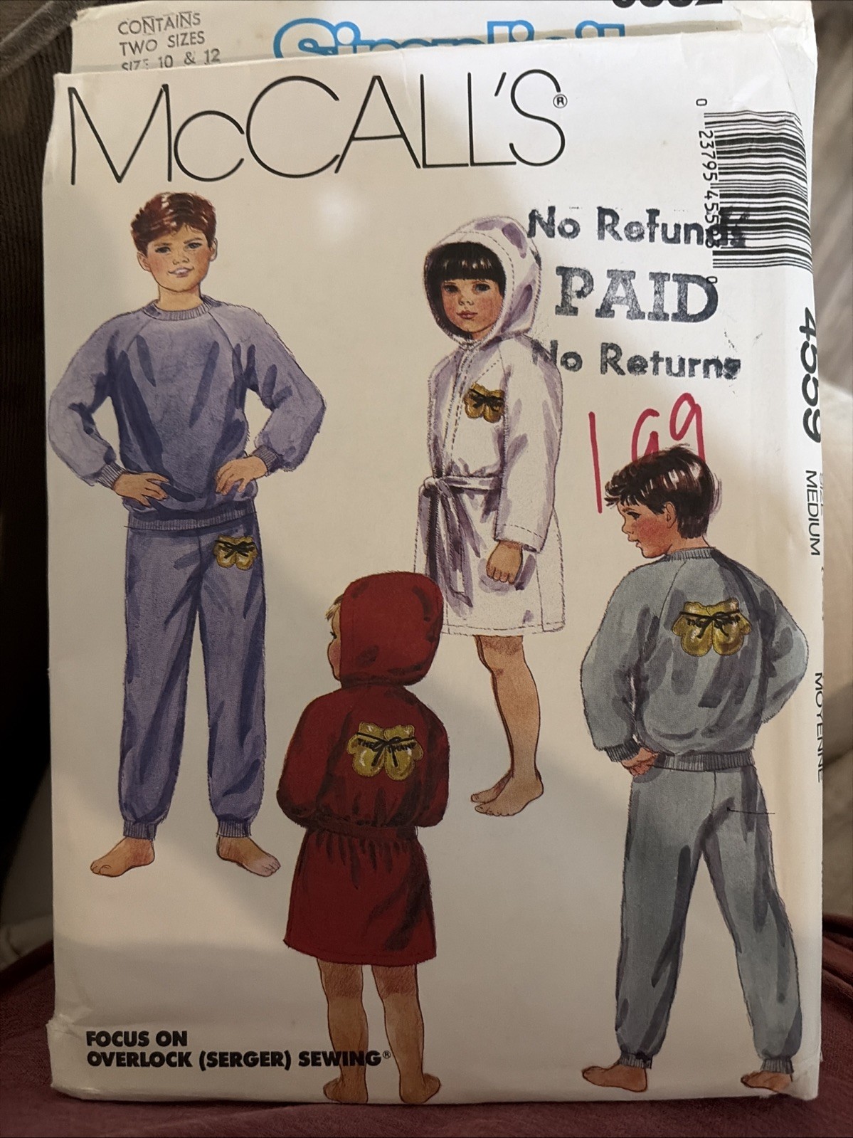 McCalls 4559 Vintage Sewing Pattern 1989 Kids Sleepwear Size 7-8 Uncut