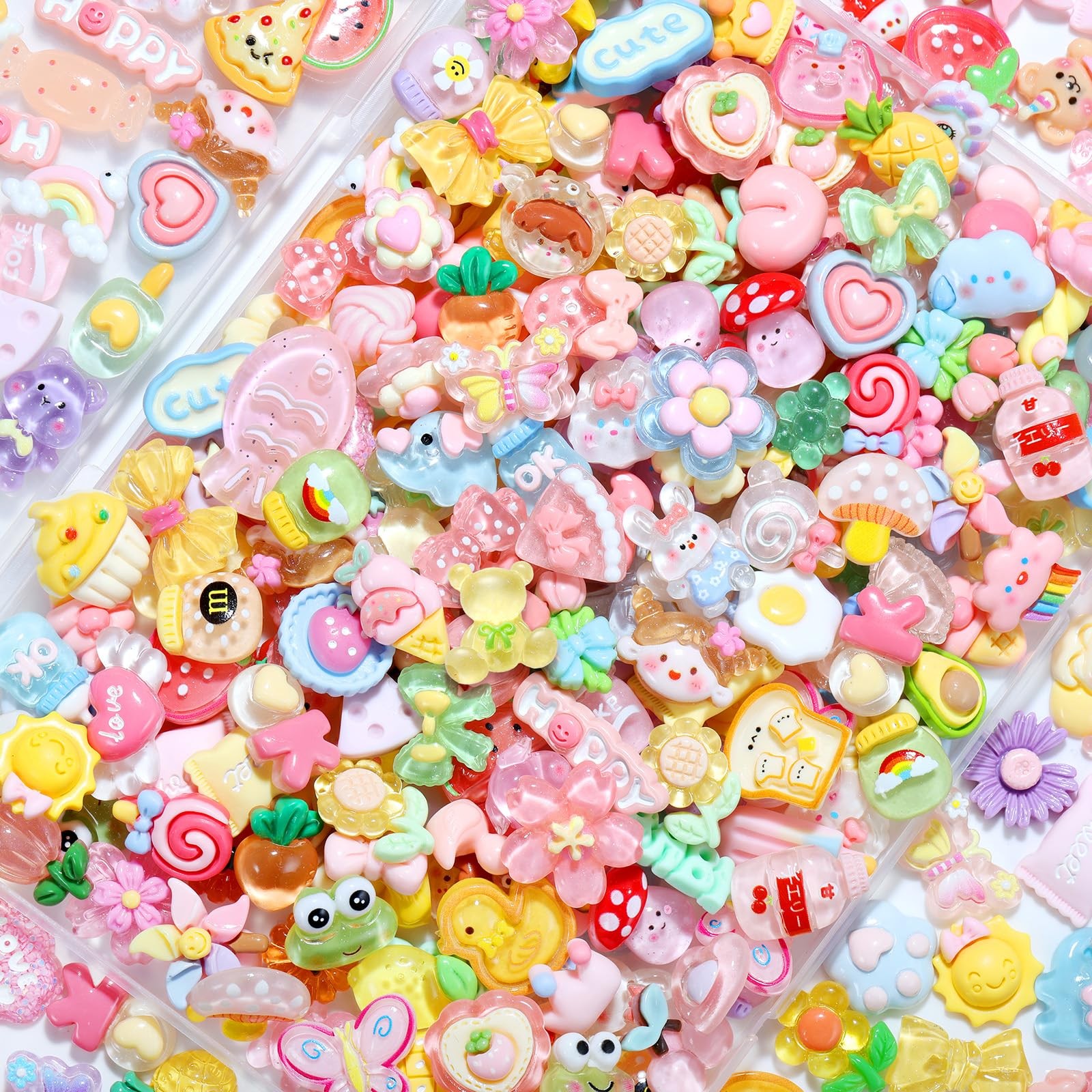 120pcs Cute Slime Charms, No Repeating Jelly Resin Charms Flatback Charm Set,...