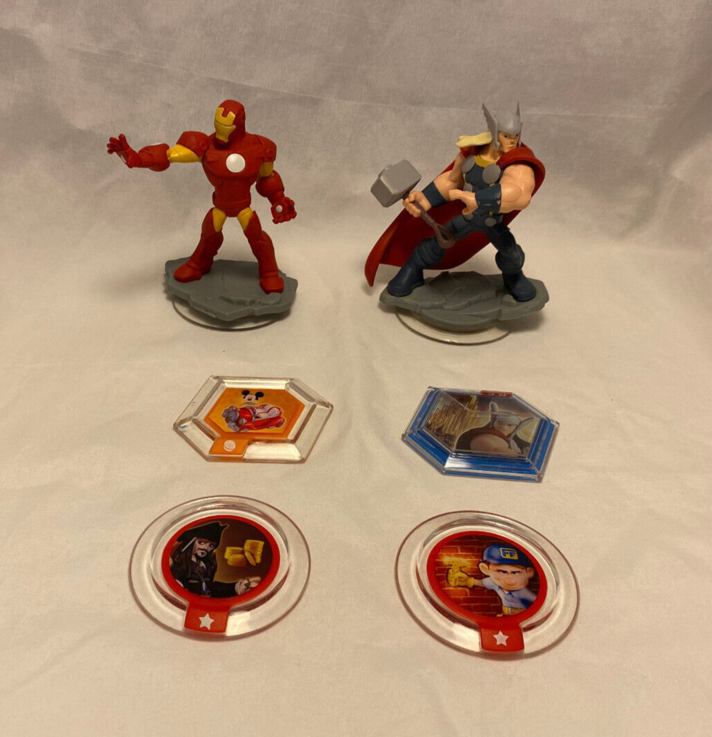 Disney Infinity 2.0 Marvel Avengers Thor & Iron Man Figures w/ Power Discs