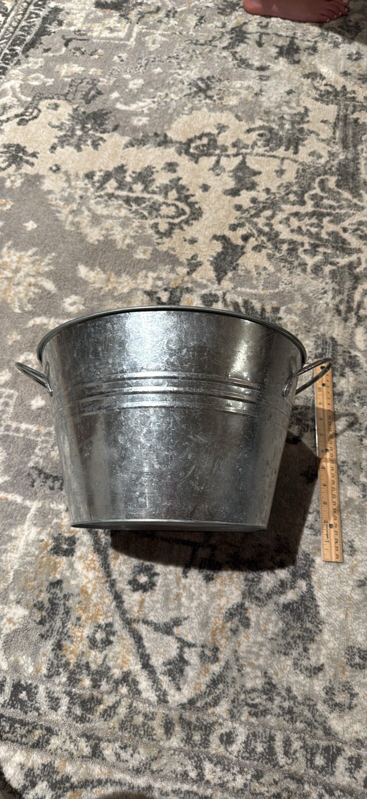 Galvanized Metal Pail 8” Handles Farmhouse  Storage Ice Bucket