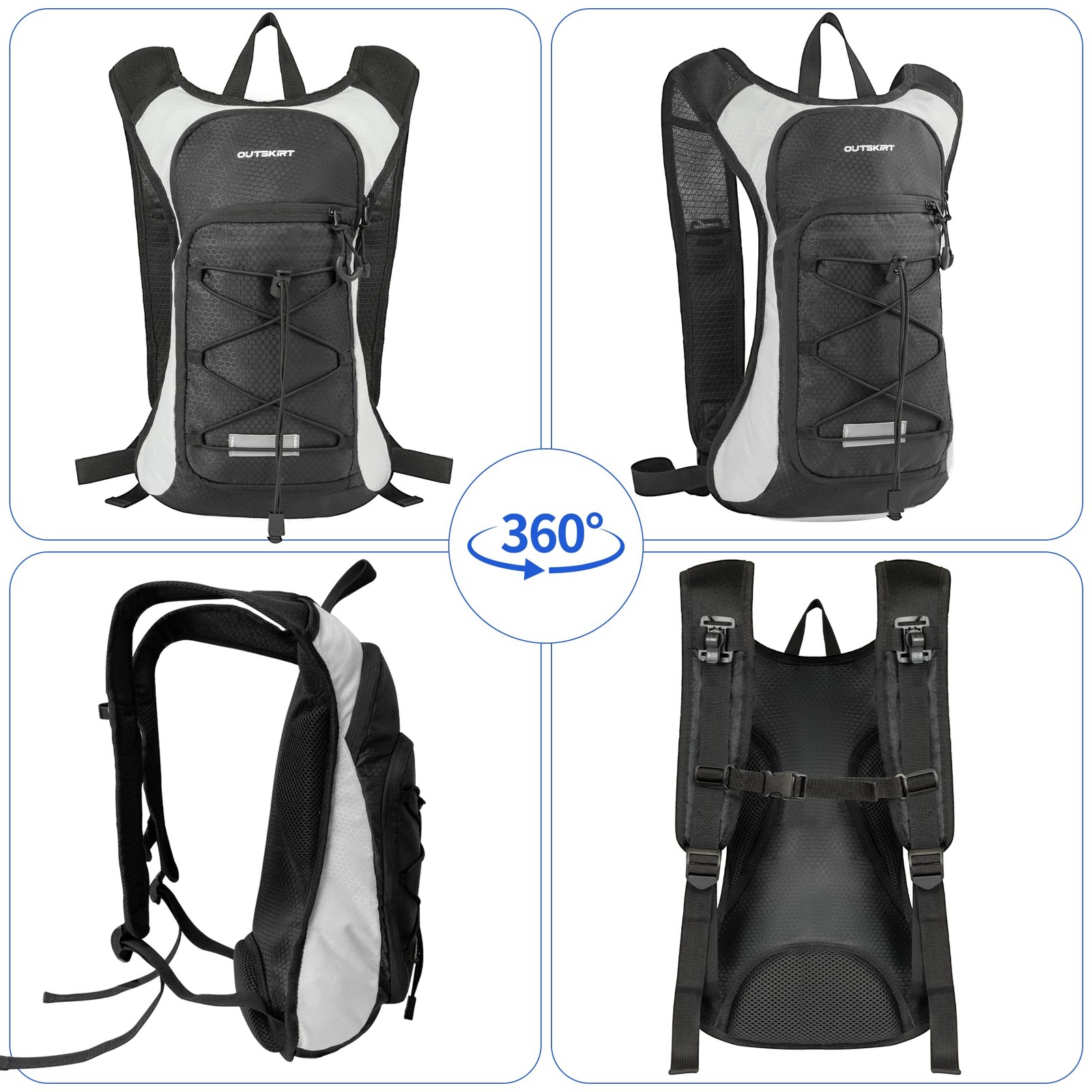 Hydration Backpack With 2L Water Bladder Lightweight Breathable Pack For Running
