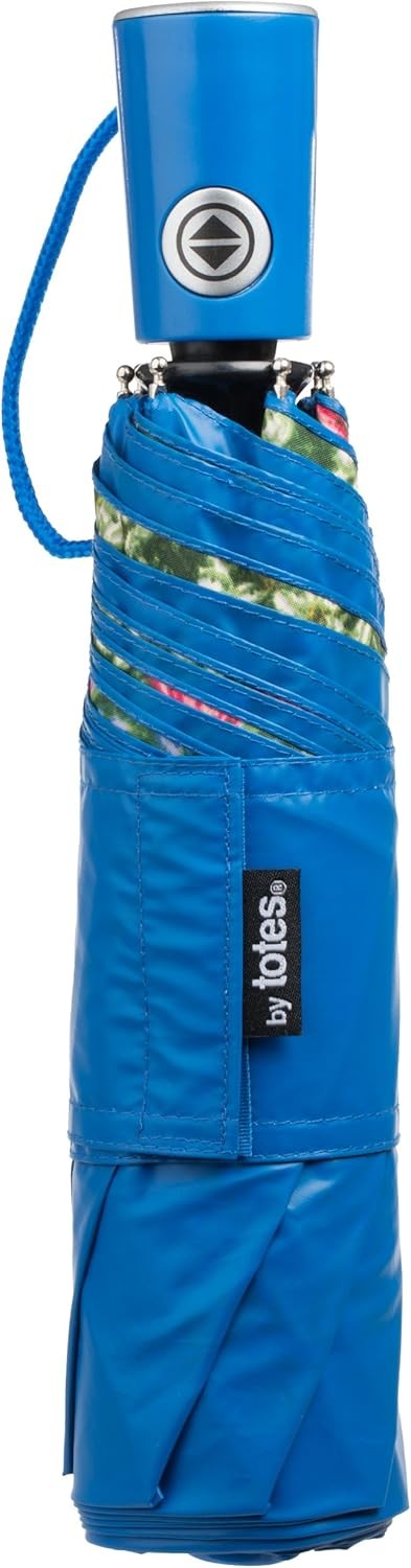 Totes Auto Open/Close Compact Umbrella with Printed Under Canopy