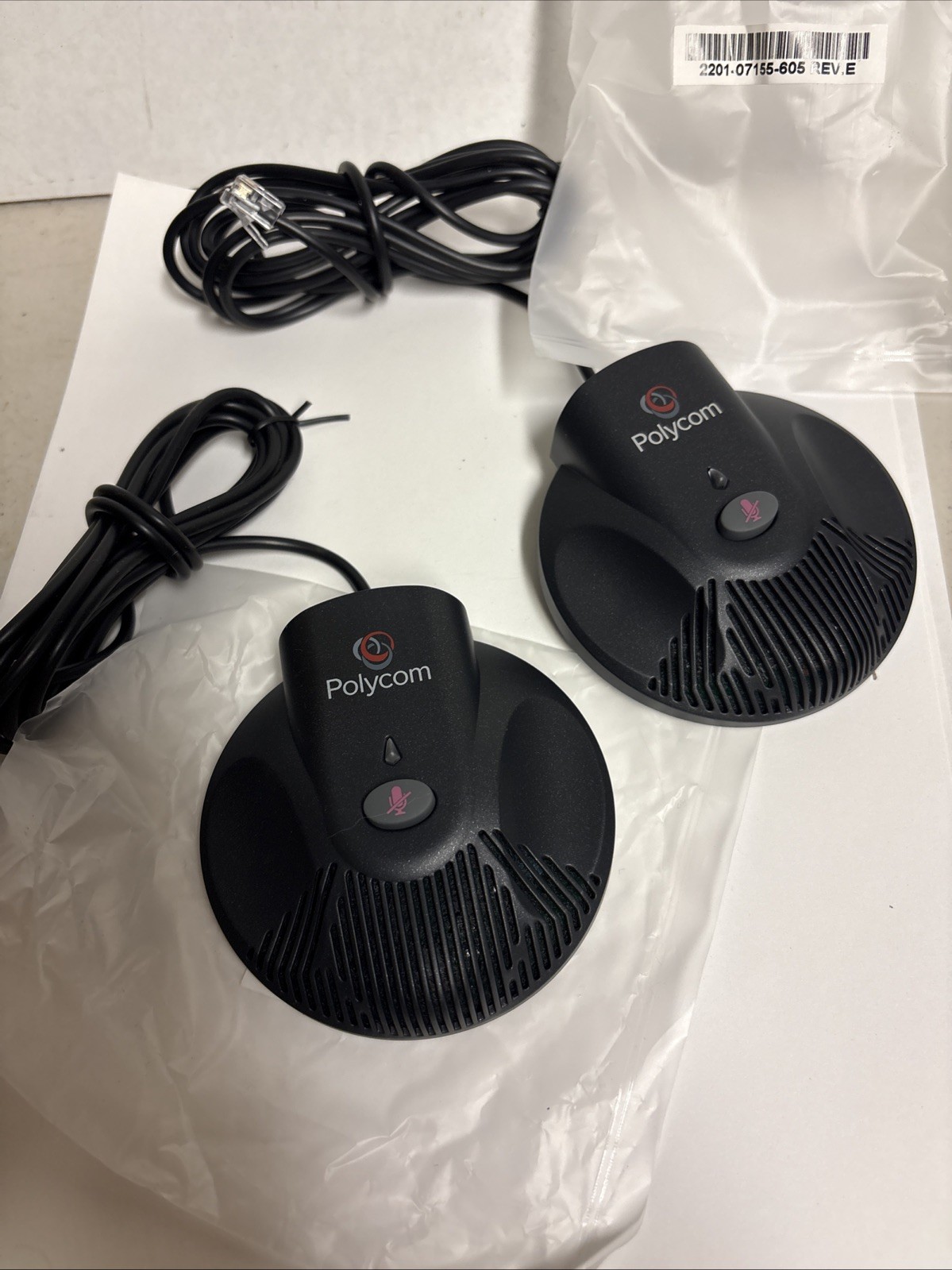 2 PACK Genuine Polycom SoundStation 2 Extended Microphone 2201-07155-605