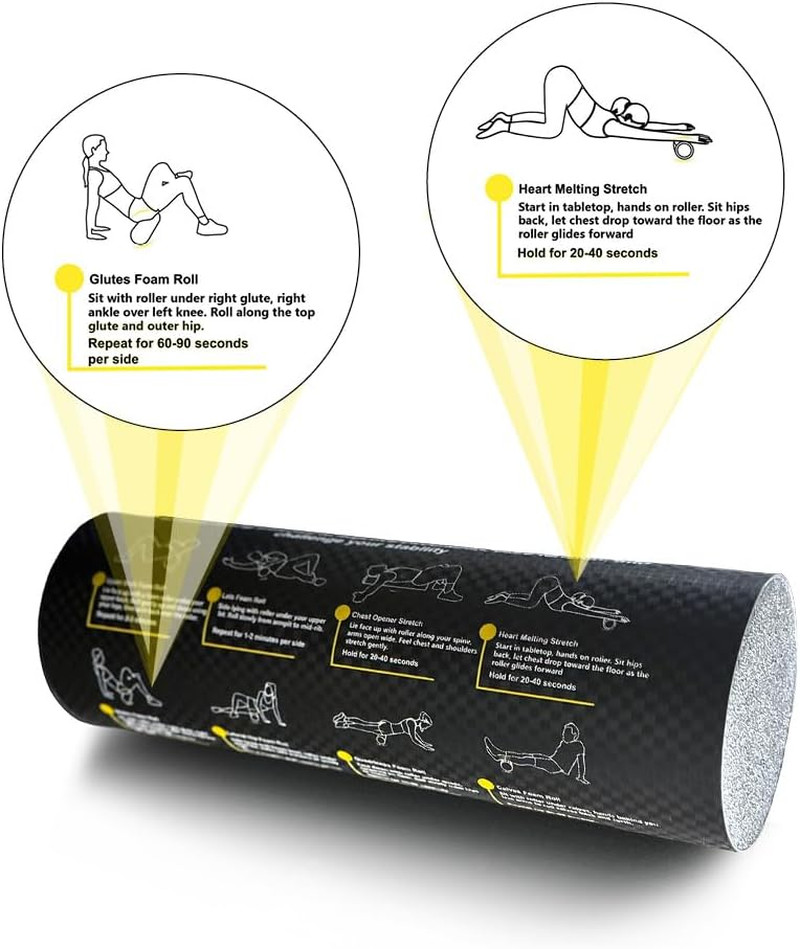 Foam Roller with Printed Exercises - 17.7''X 6'' Lightweight EPE/PE Exercise Rol