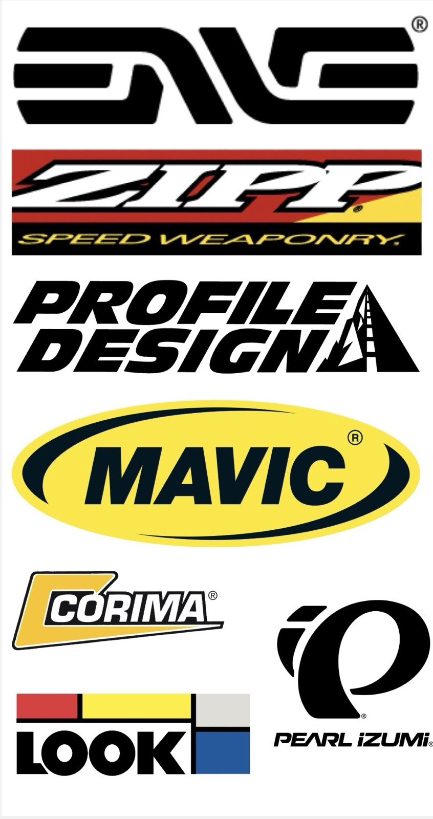 Cycling Brand Stickers 4x7” Sheet #3 | Personalize Bike/Bottle/Toolbox (7 Count)
