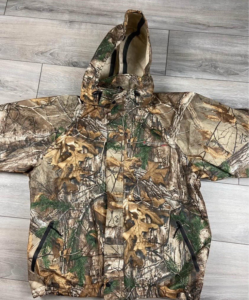 Compass 360 Men’s XXL Regular Hooded Camouflage Jacket Brown Green Beige Poly