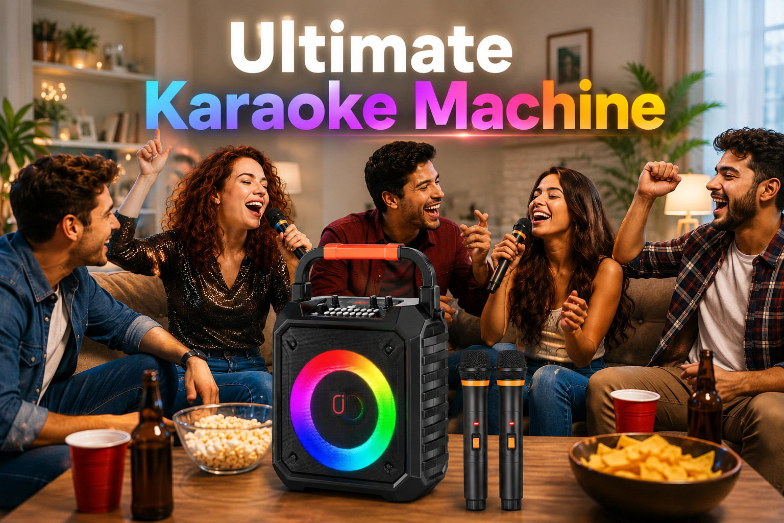 Ultimate Karaoke Machine with 2 Wireless Microphones & Bluetooth Connectivity