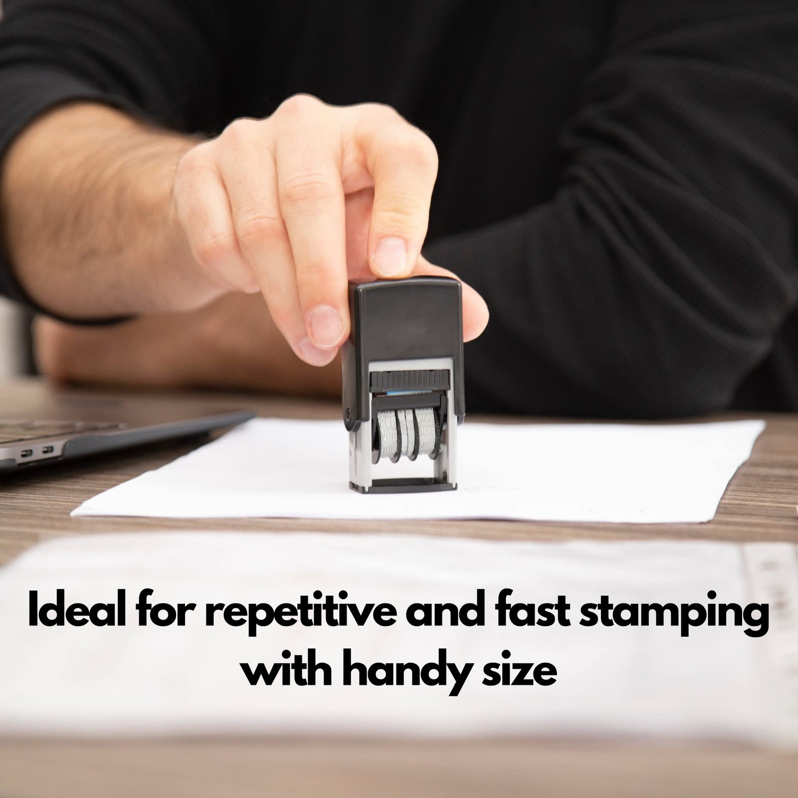 Self Inking Rubber Stamp, Phrase with Date Stamp, Refillable Office Supply Bu...