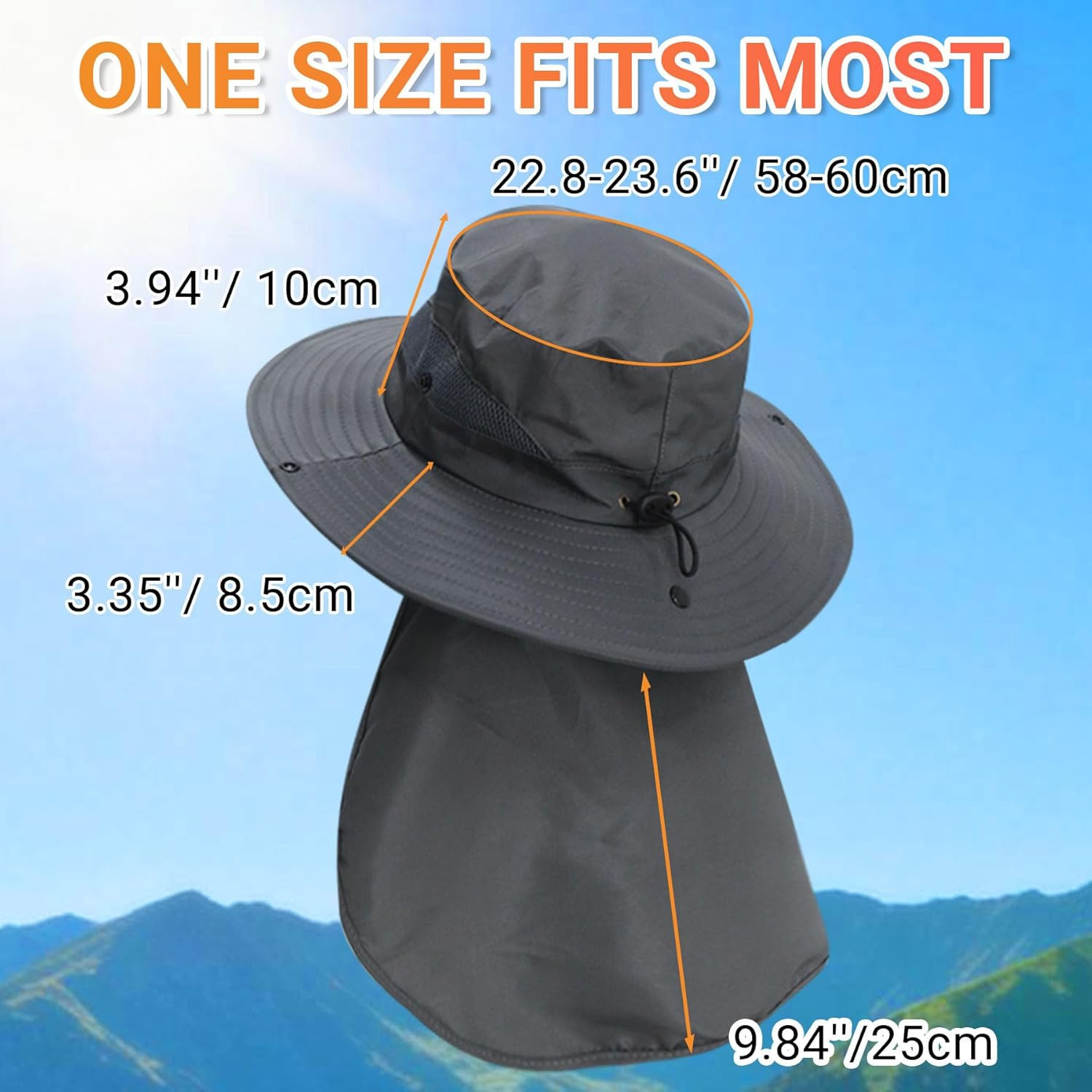 UPF 50+ Sun Hats for Men and Women with Neck Flap and Wide Brim