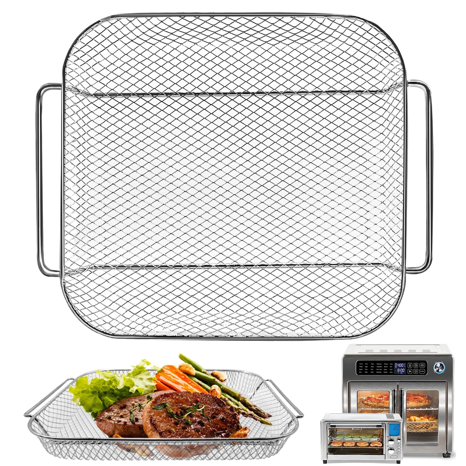 GXF Air Fryer 12.5''×10.2'' Basket For Emeril Everyday360 & 26QT, Silver