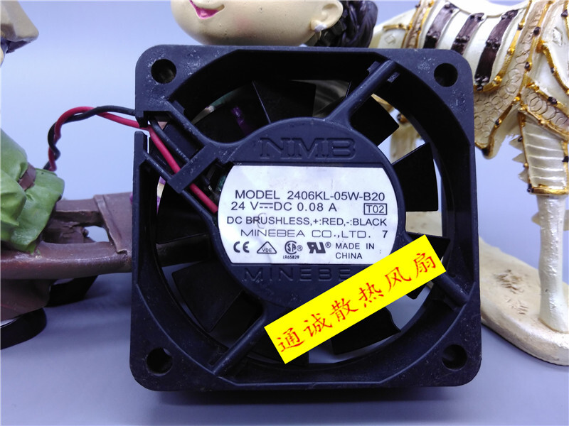 NMB 2406KL-05W-B20 24V 0.08A 6015 6cm 2-wire inverter cooling fan