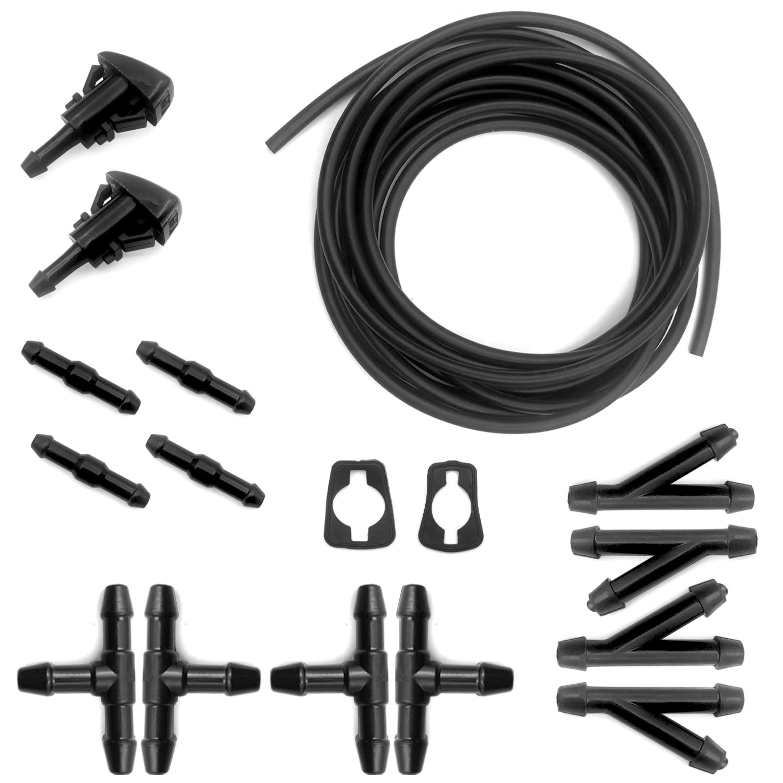 Windshield Washer Hose Kit, 5M Washer Fluid Hose+12 Pcs Hose Connectors+2 Fan...