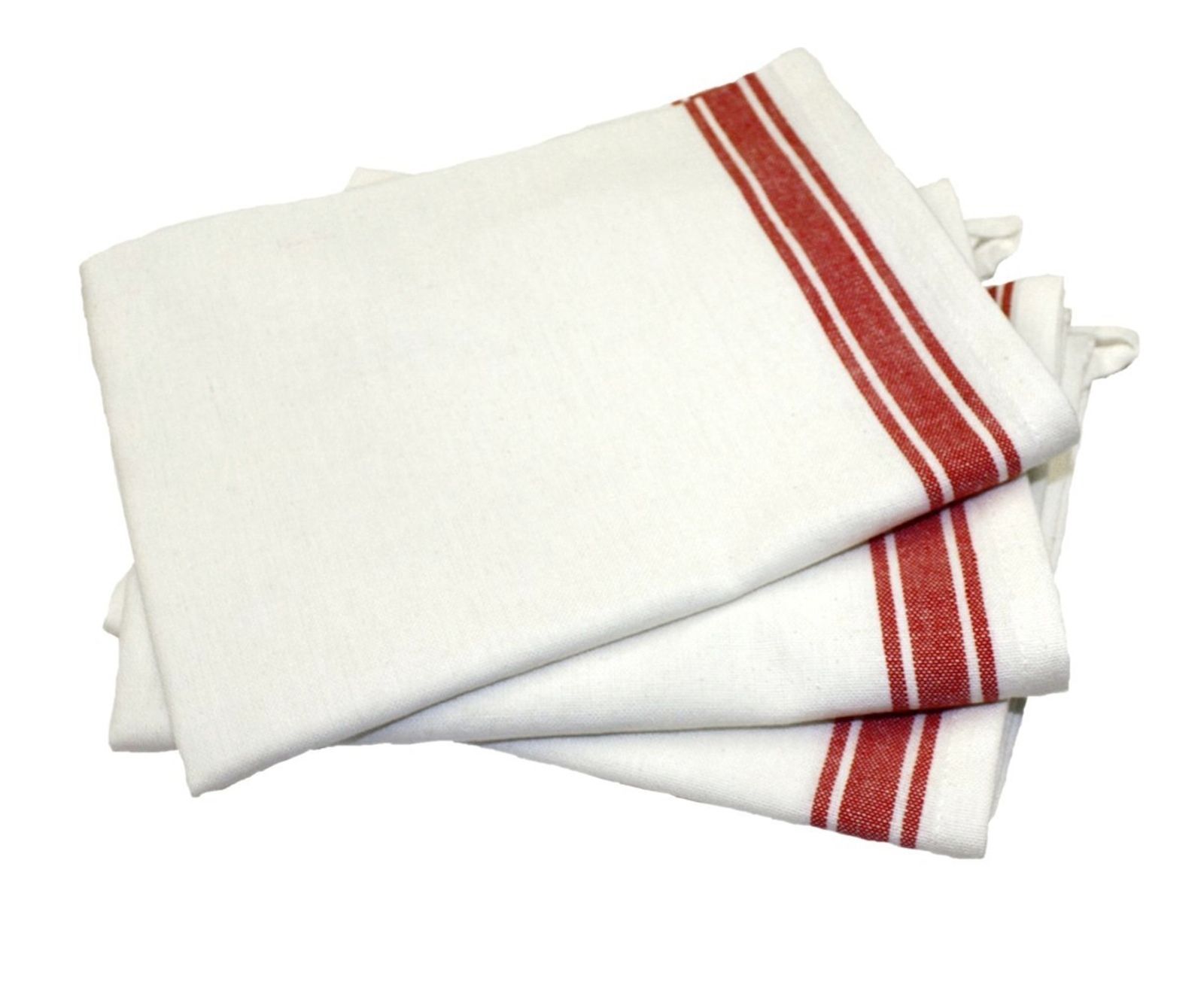 3 - Aunt Martha's Kitchen Dish Tea Towels - Red Color Stripes  Tea Towel- NEW