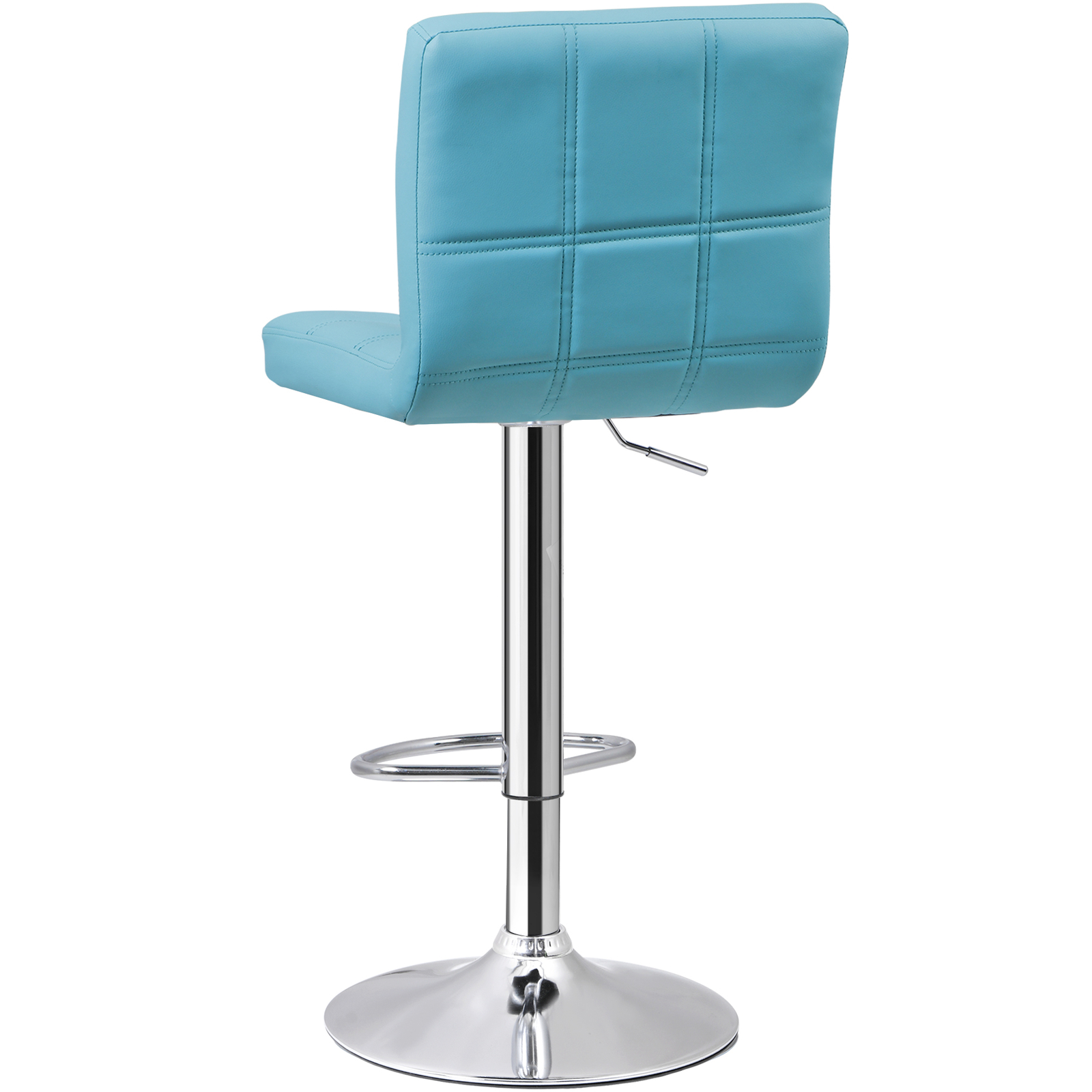 2PCS Bar Stools Blue PU Leather Height Adjustable Swivel Barstools Armless