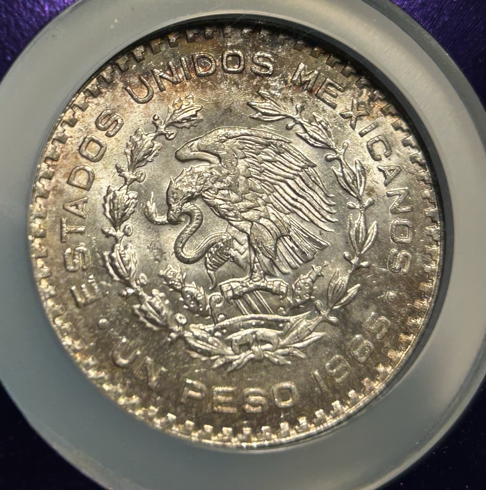 1965 Mexico Silver Peso - NGC MS65 Toned