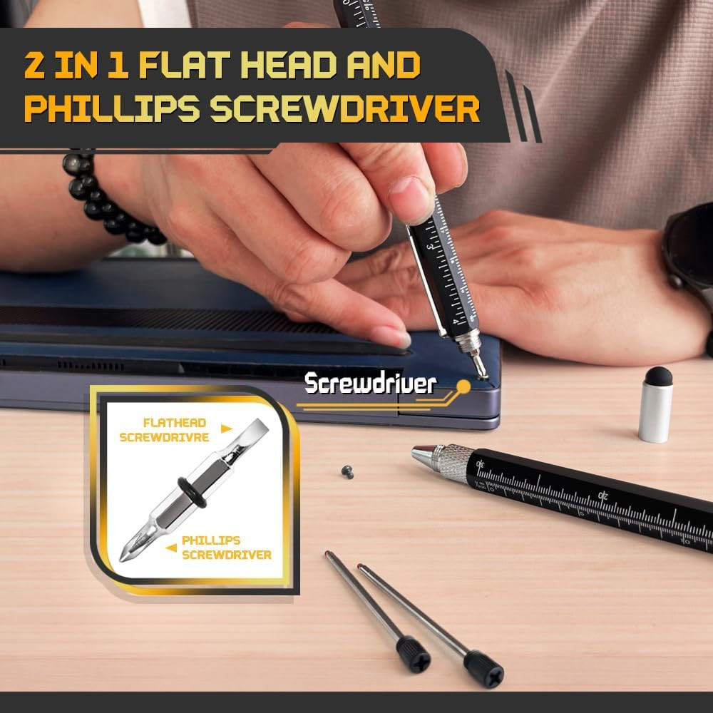 Stocking Stuffers for Men, in Multitool Pen 2Pcs and Refill 6Pcs, Unique Tech