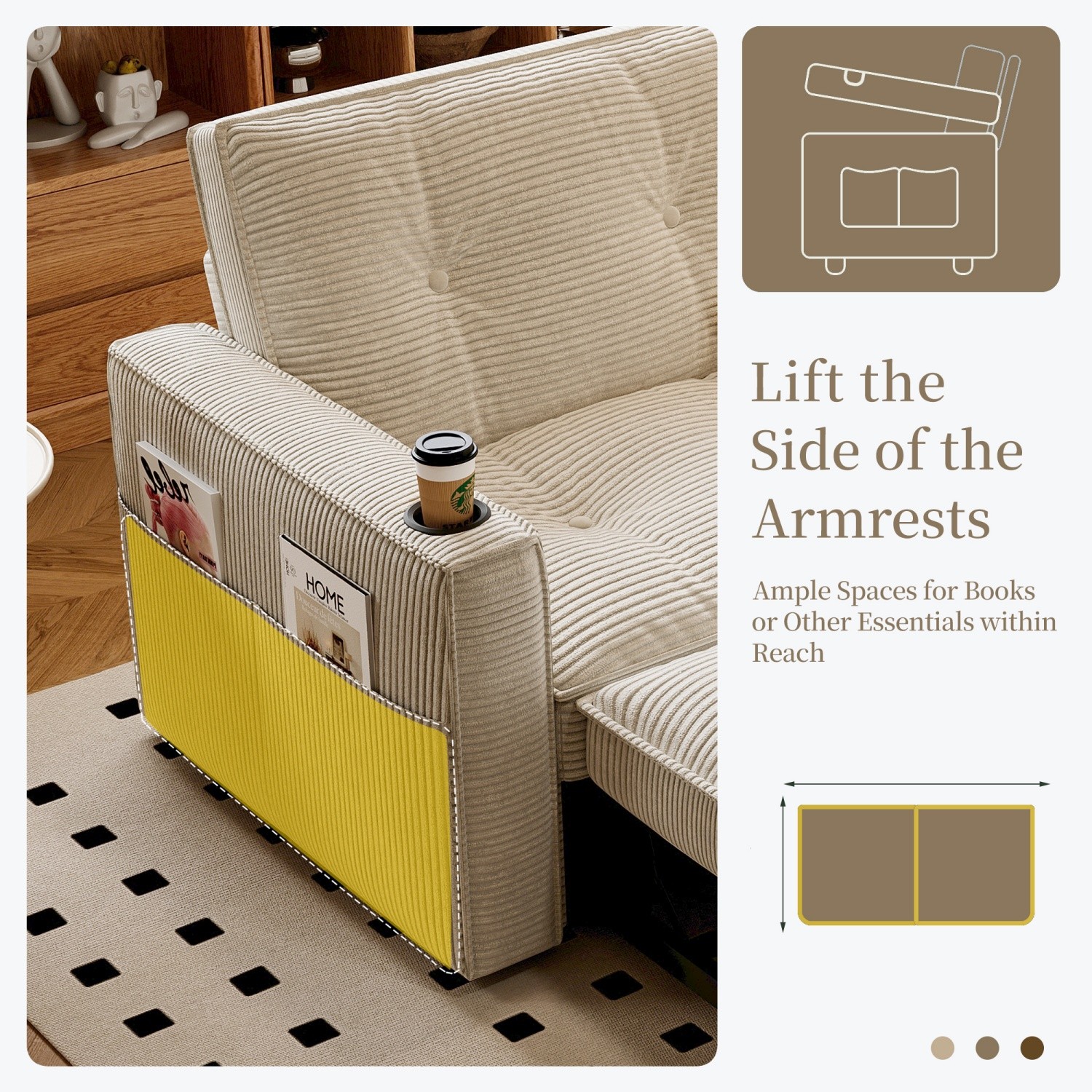 Modern Reclining Loveseat 2-in-1 Folding Sofa Bed w/ Cup Holders for Small Space