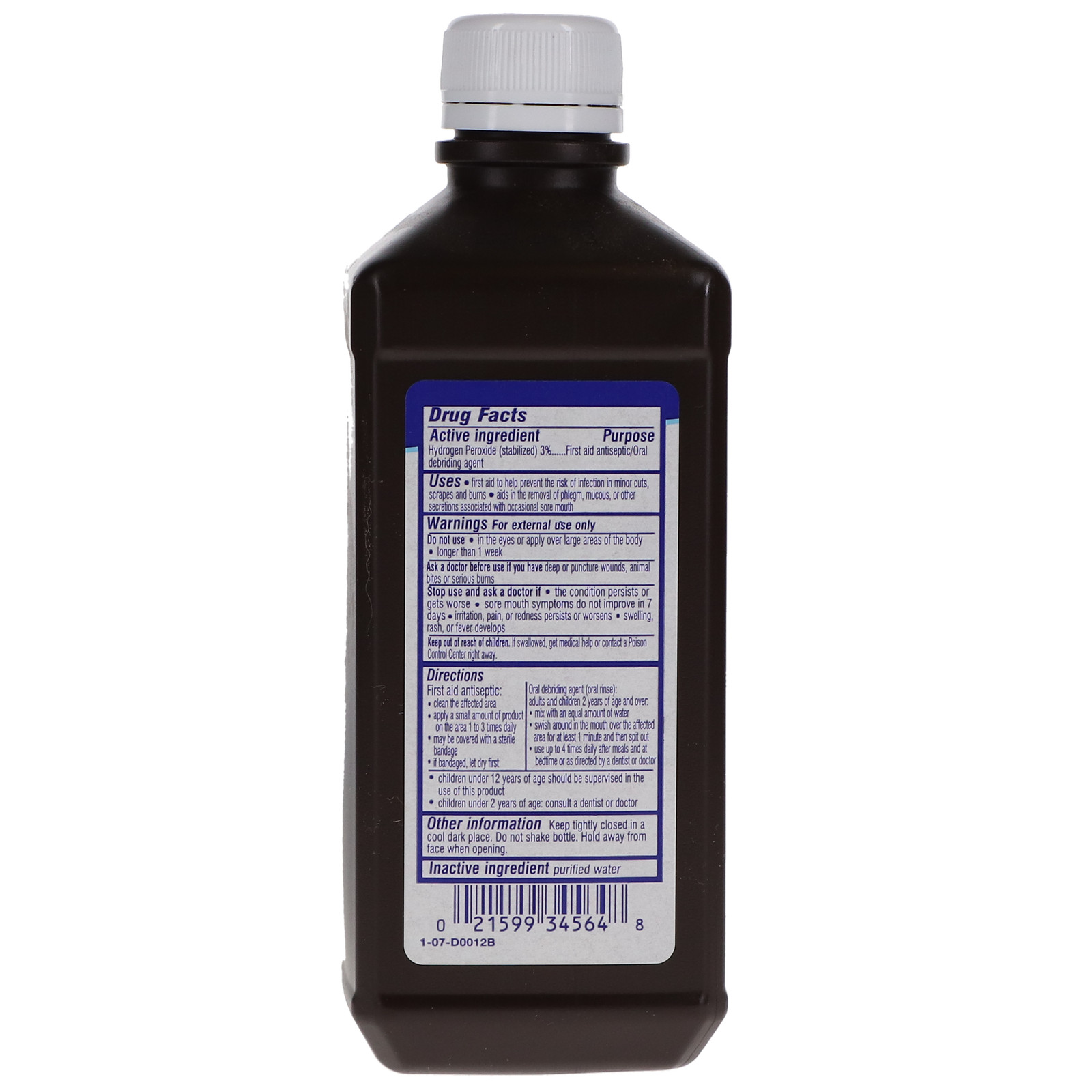House Brand MI329 Hydrogen Peroxide 3% Solution USP First Aid Antiseptic 16 Oz