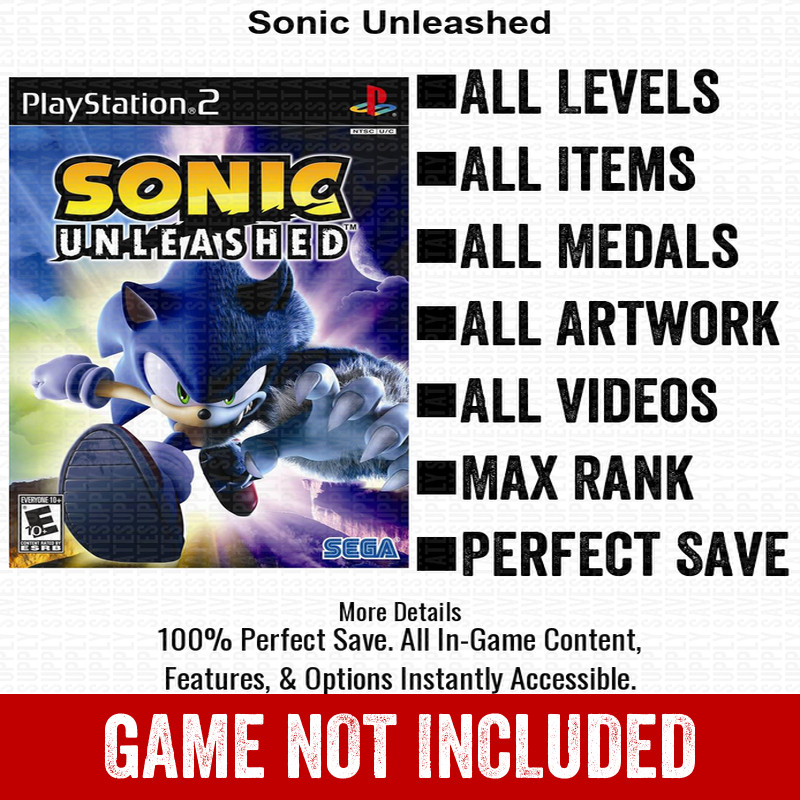 Sonic Unleashed 100% All Items PS2 Memory Card PlayStation