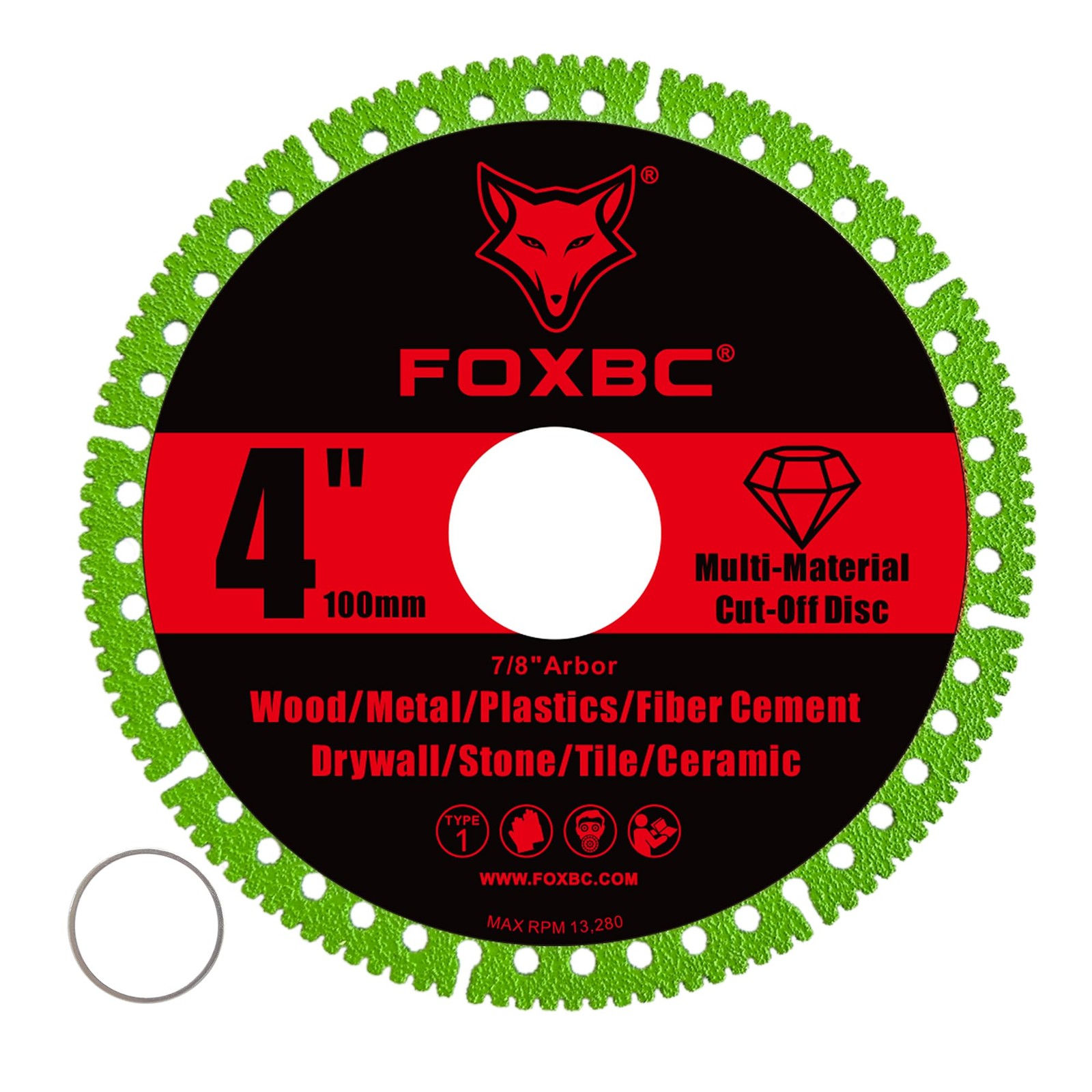 FOXBC 4 Inch Indestructible Multi-Material Cut Off Disc for Angle Red