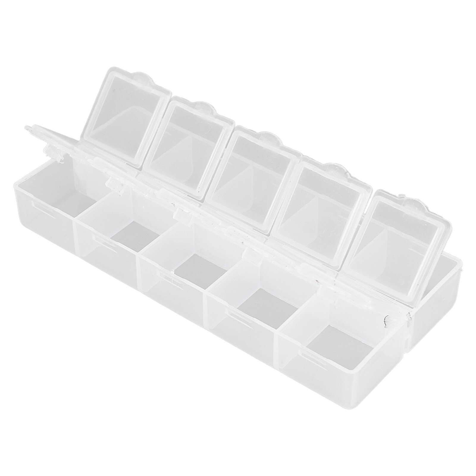 Grid Organizer Box White Plastic 10 Compartment Storage Container for Jewelry