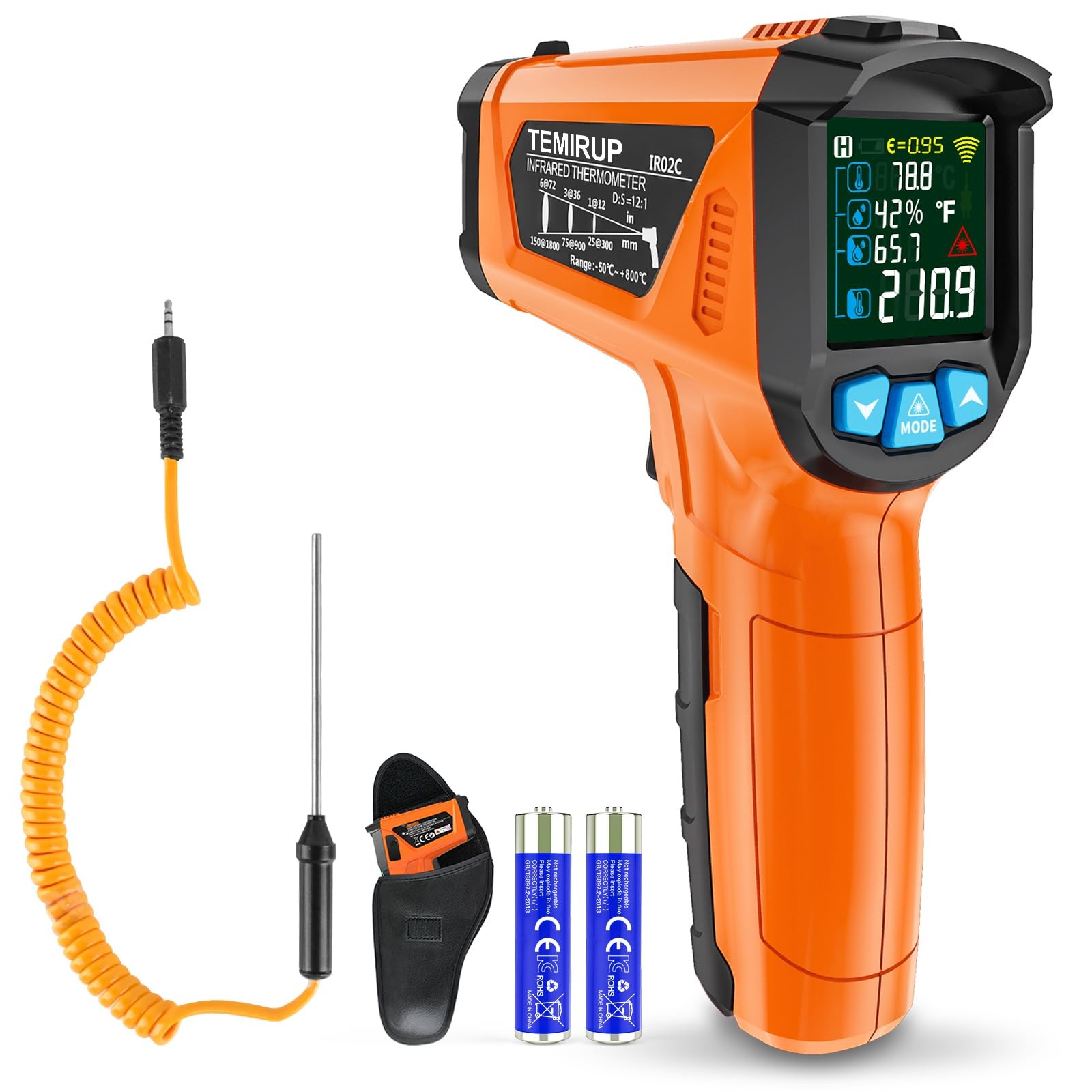 Infrared Thermometer Gun, Digital Laser Temperature Gun, -58°F to 1472°F, Non...