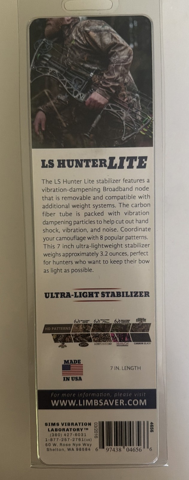 Limbsaver LS Hunter Lite Realtree Camo 7" Compound Bow Stabilizer - NEW!!!