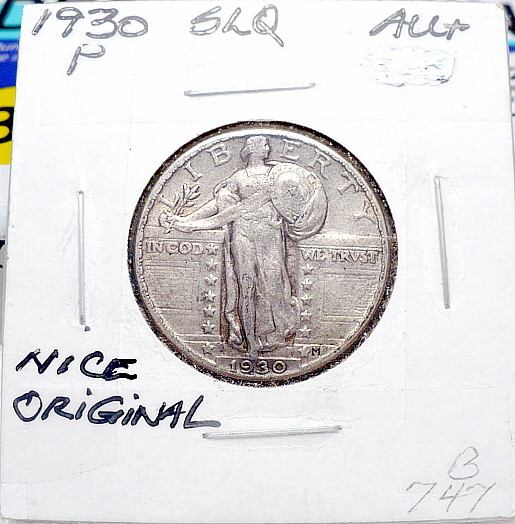 1930-P STANDING LIBERTY QUARTER CHOICE AU+, NICE, ORIGINAL, STRONG STRIKE, B747