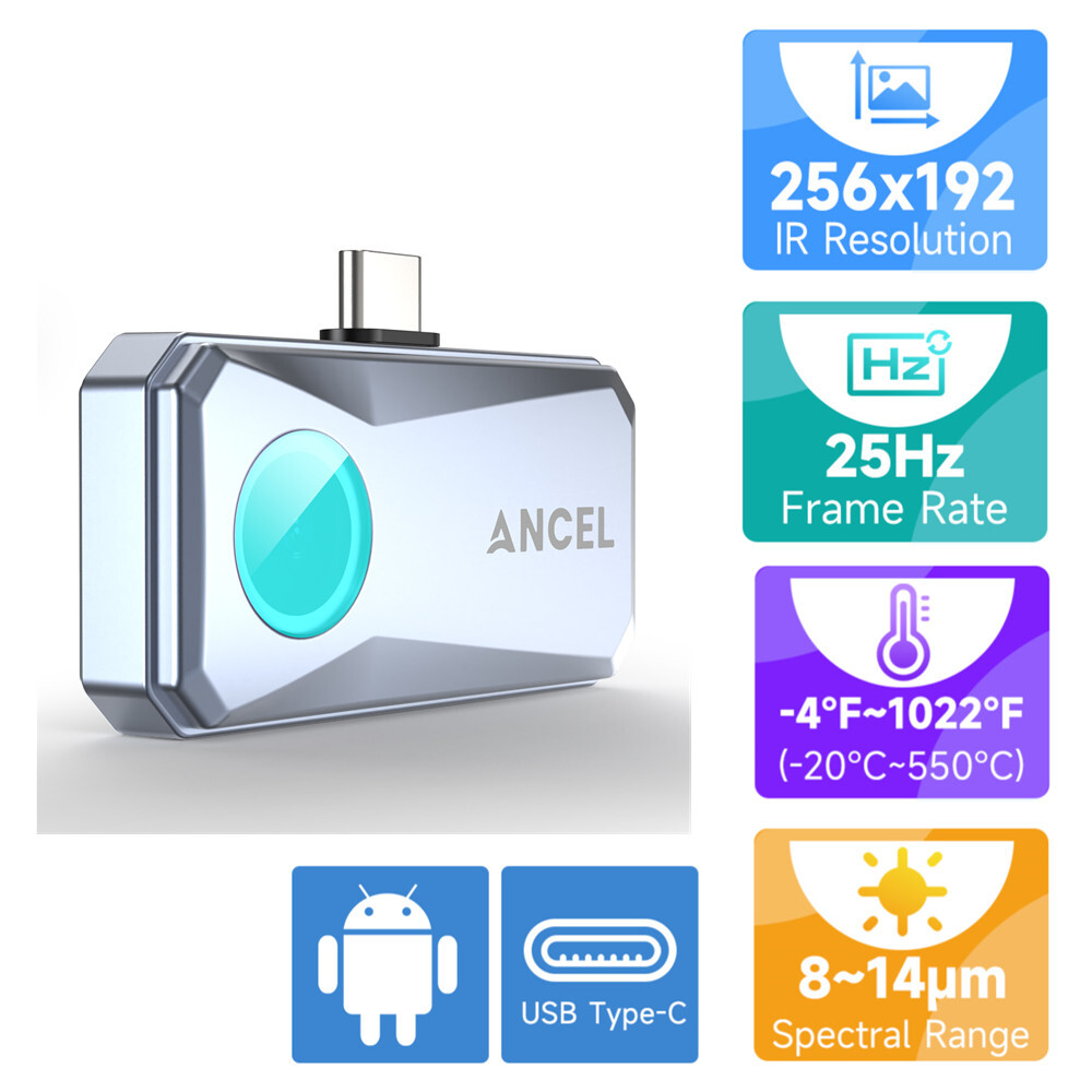 High-Resolution 256x192 IR Thermal Camera Imager Mini for Android Smartphones
