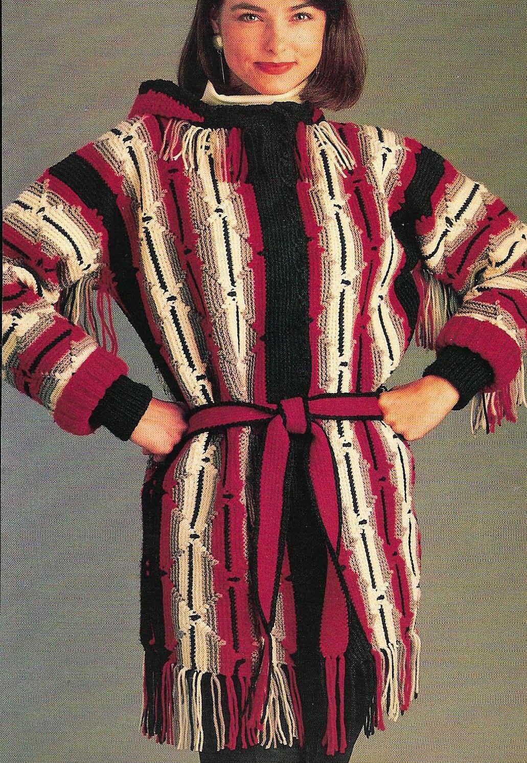 NAVAHO COAT 1 SIZE WOMEN'S DIGEST SIZE CROCHET PATTERN INSTRUCTIONS