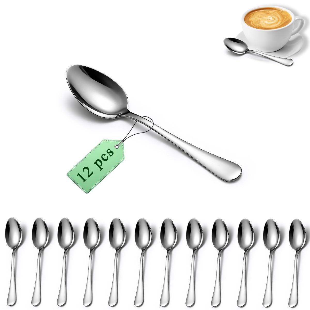 Demitasse Espresso Spoons 12 Pieces 5.5", Stainless Steel Mini Spoons Set for...