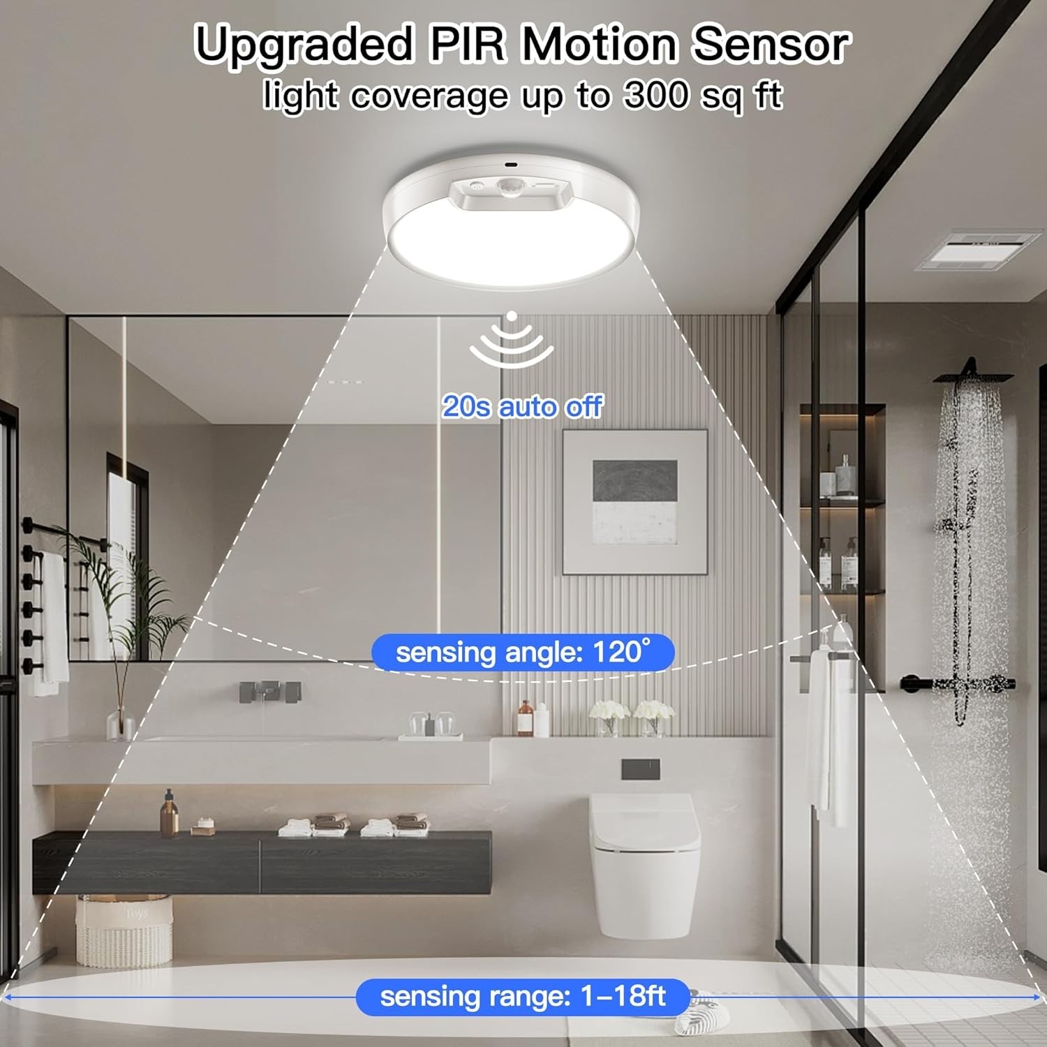 Stylish Rechargeable Ceiling Light - Waterproof, Motion Sensor & Remote Control