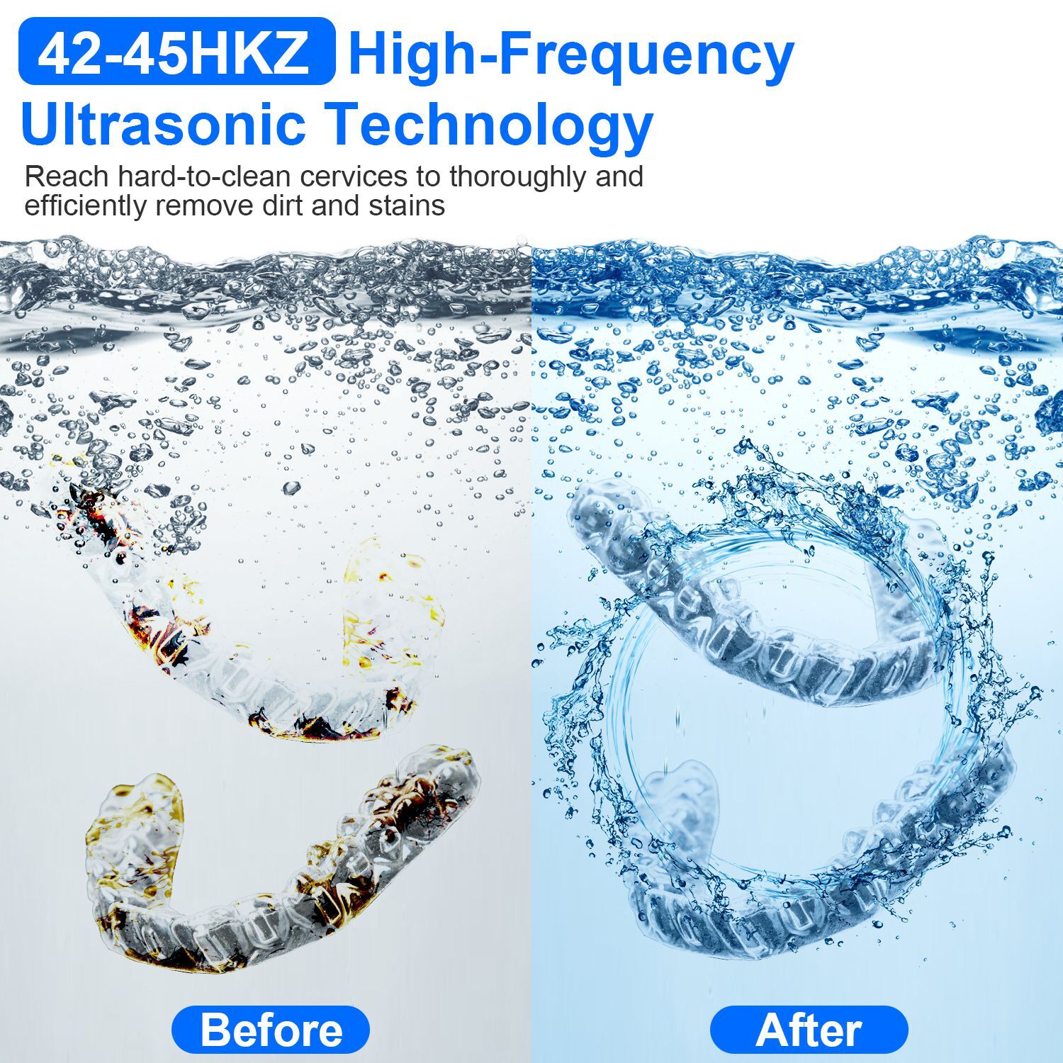 45kHz Machine, 230ML Denture Cleaner, 4 Modes
